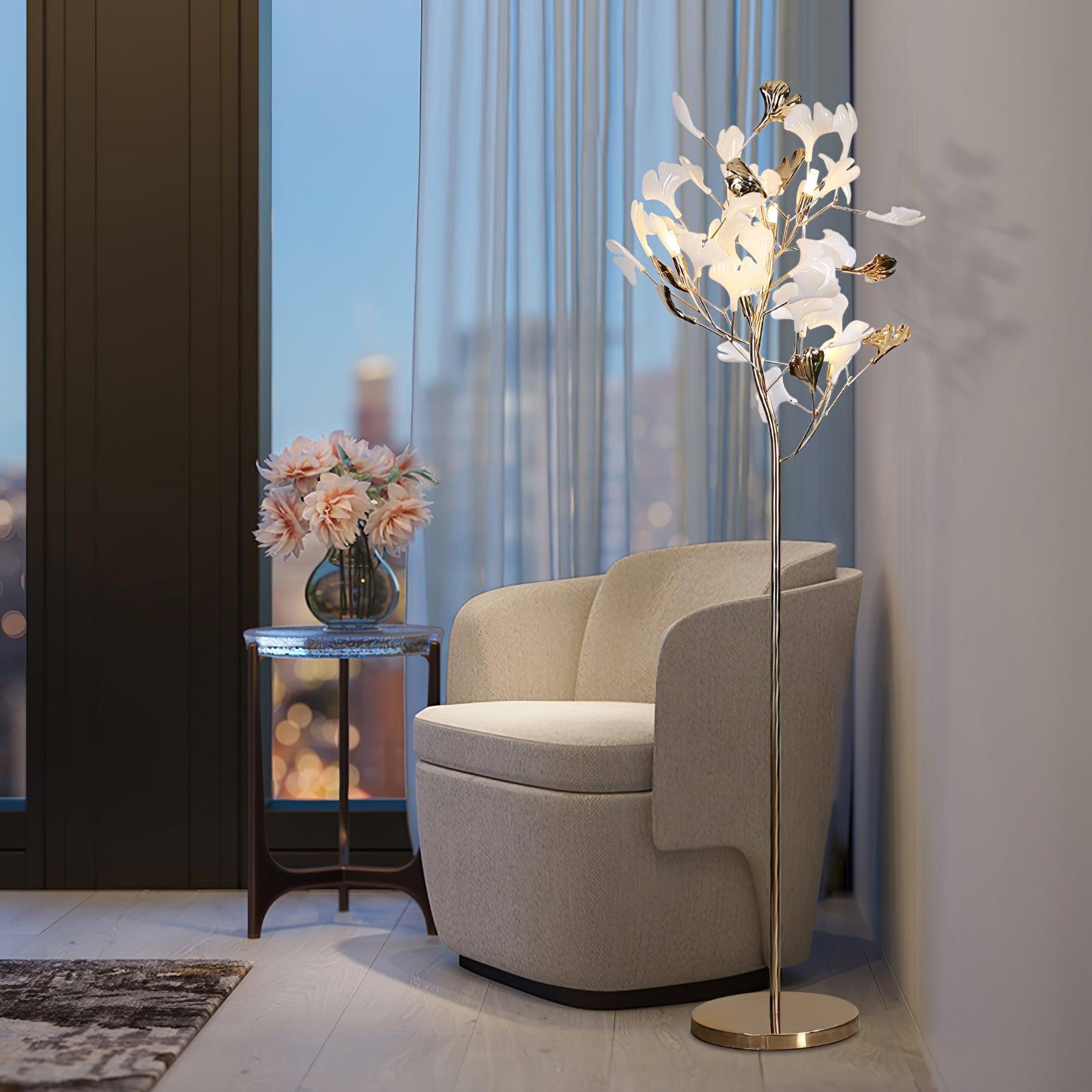 Anoren Luxury Floral Floor Lamp-Neutral Decor