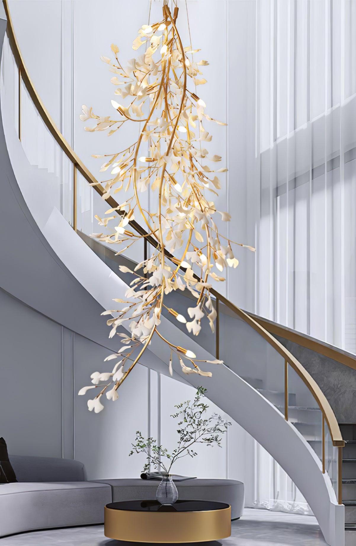 Ivmarel Gingko Long Branch Ceramics Chandelier-Neutral Decor