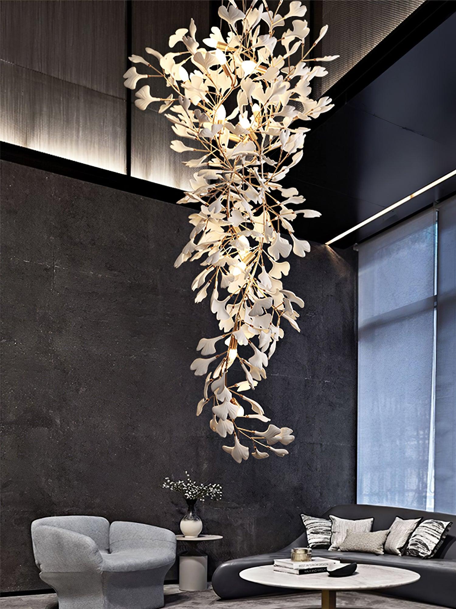 Ivmarel Gingko Long Branch Ceramics Chandelier-Neutral Decor