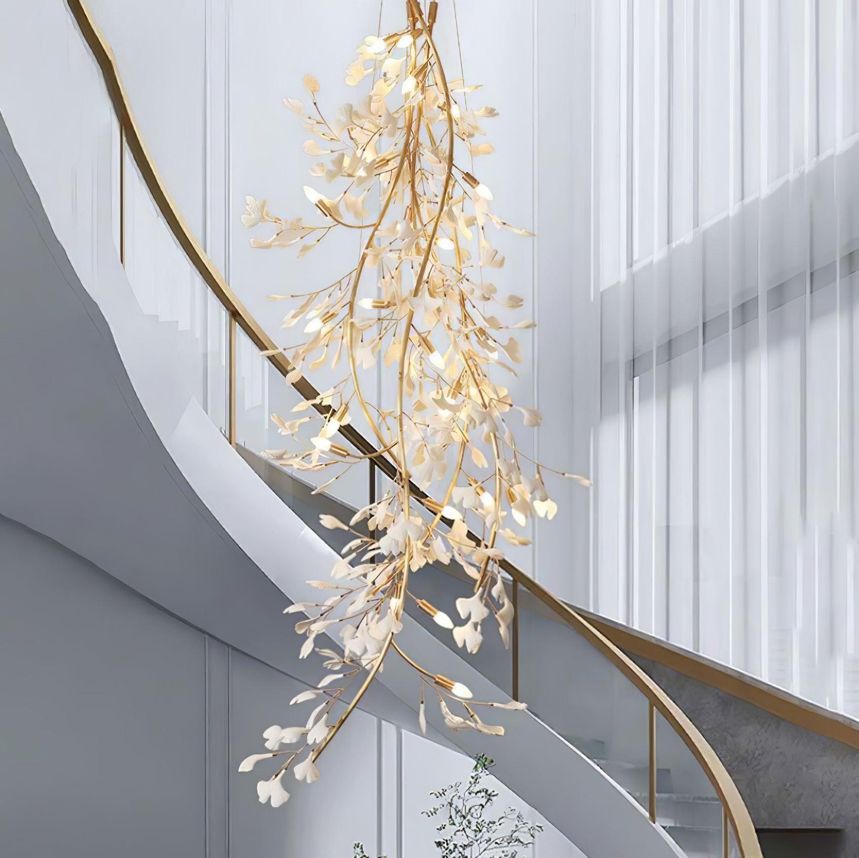 Ivmarel Gingko Long Branch Ceramics Chandelier-Neutral Decor