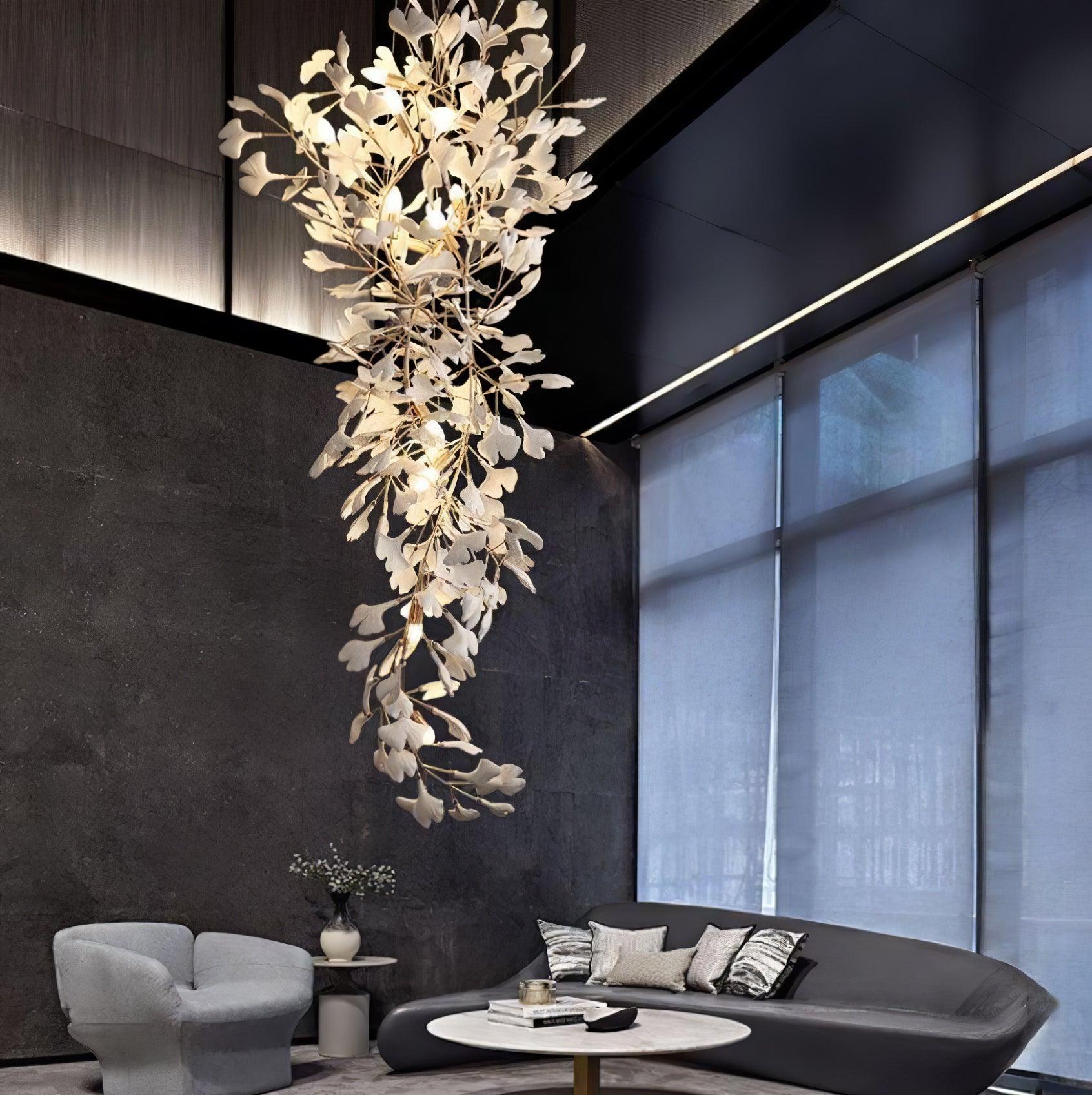 Ivmarel Gingko Long Branch Ceramics Chandelier-Neutral Decor