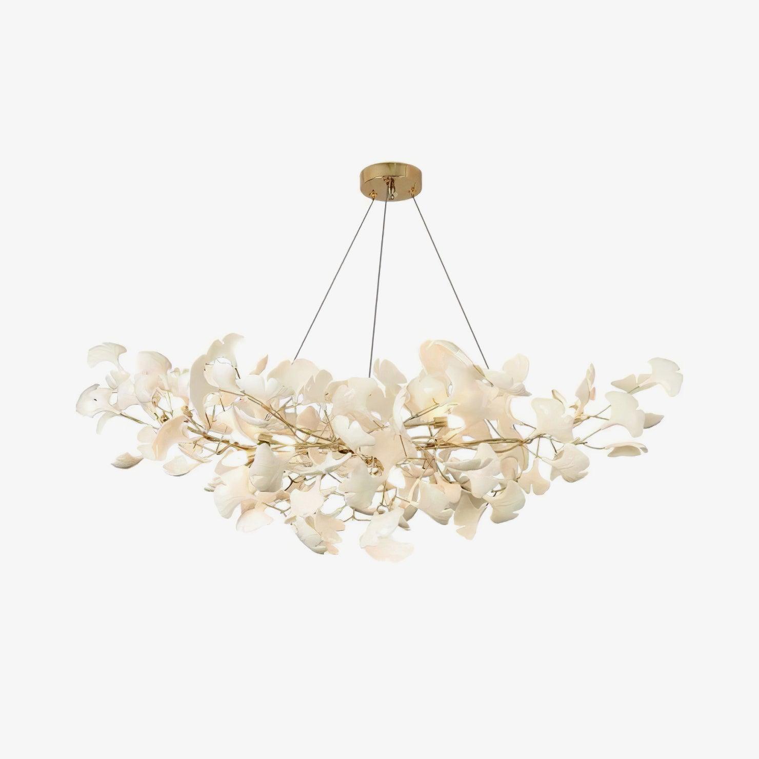 Lustra Chandelier Ceramic Gingko Petal-Neutral Decor