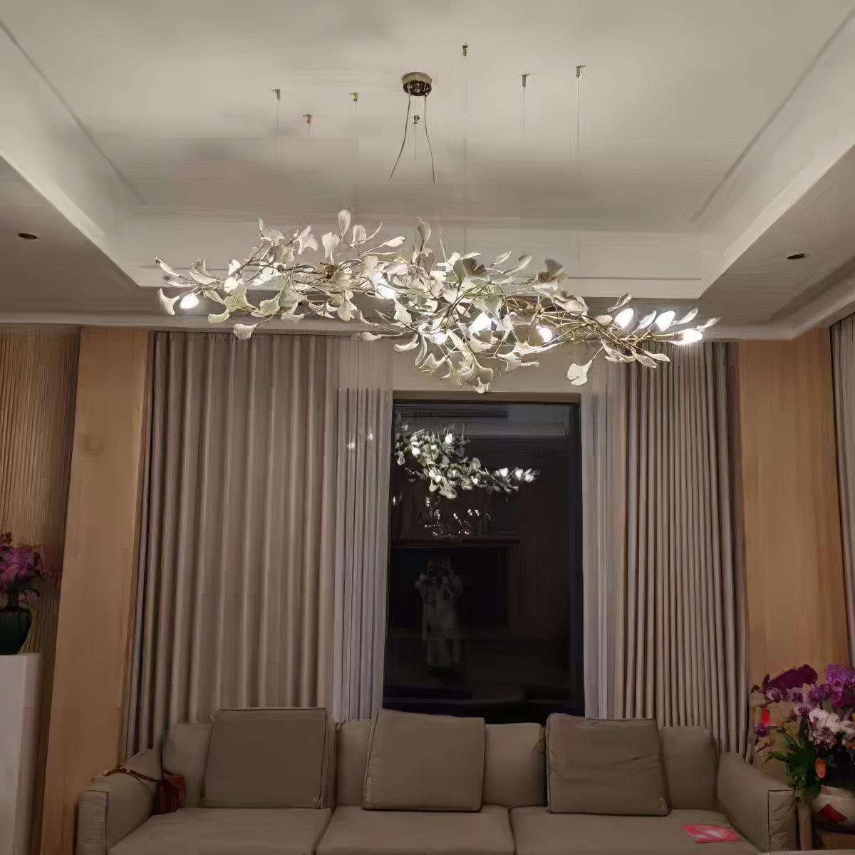 Lustra Chandelier Ceramic Gingko Petal-Neutral Decor