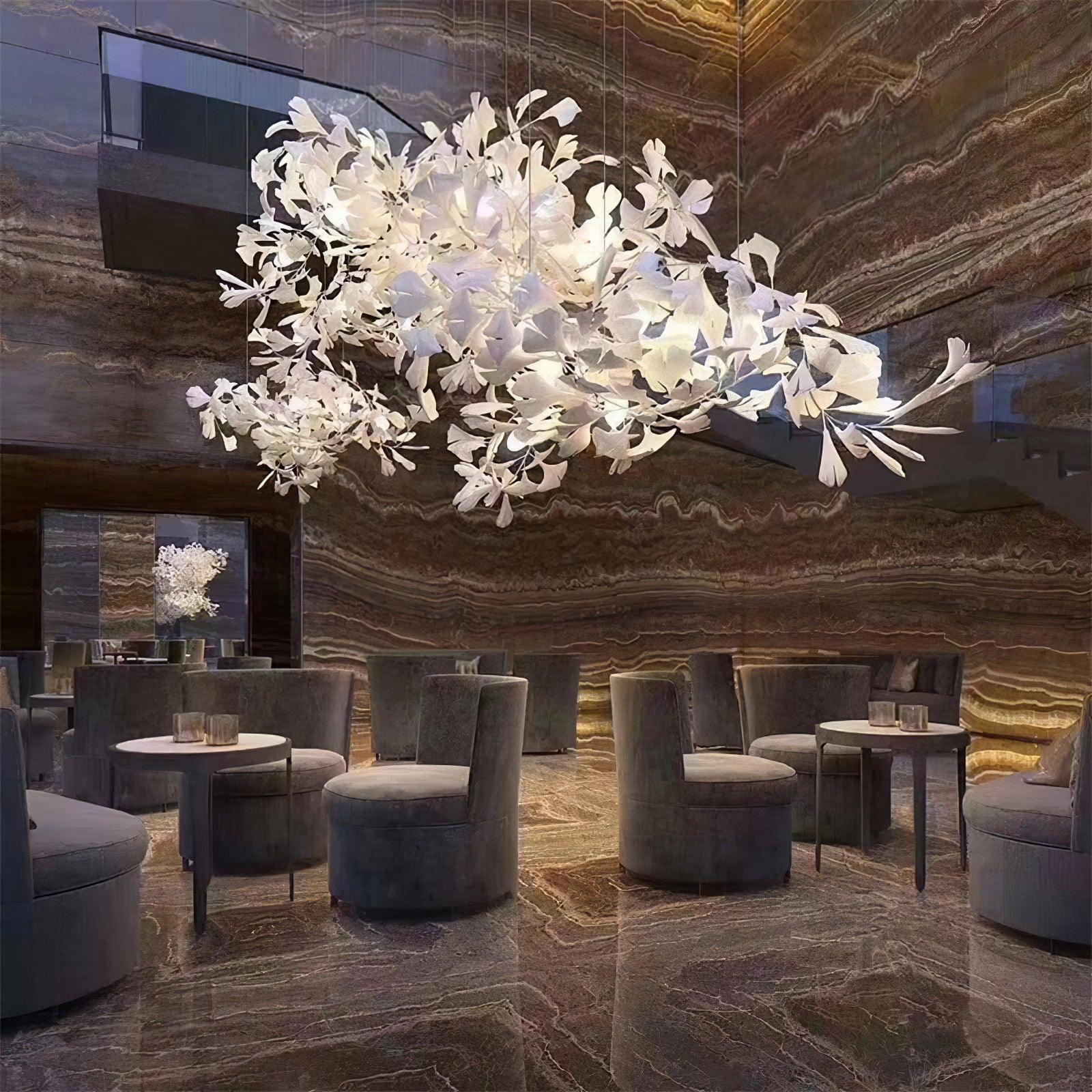 Lustra Chandelier Ceramic Gingko Petal-Neutral Decor