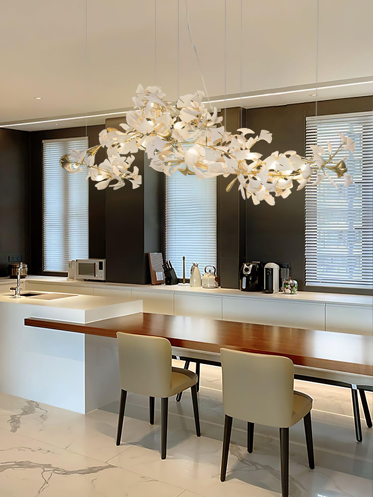 Lustra Chandelier Ceramic Gingko Petal-Neutral Decor