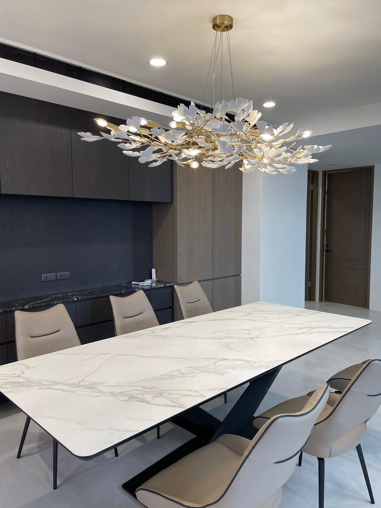 Lustra Chandelier Ceramic Gingko Petal-Neutral Decor