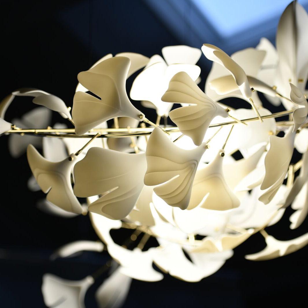 Lustra Chandelier Ceramic Gingko Petal-Neutral Decor