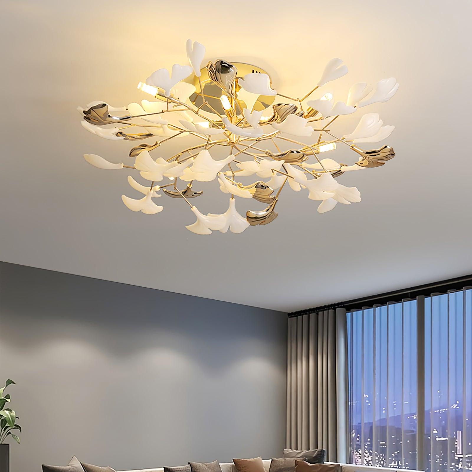 Artheel Premium Nordic Art Gingko Rotating Ceramics Ceiling Lamp-Neutral Decor