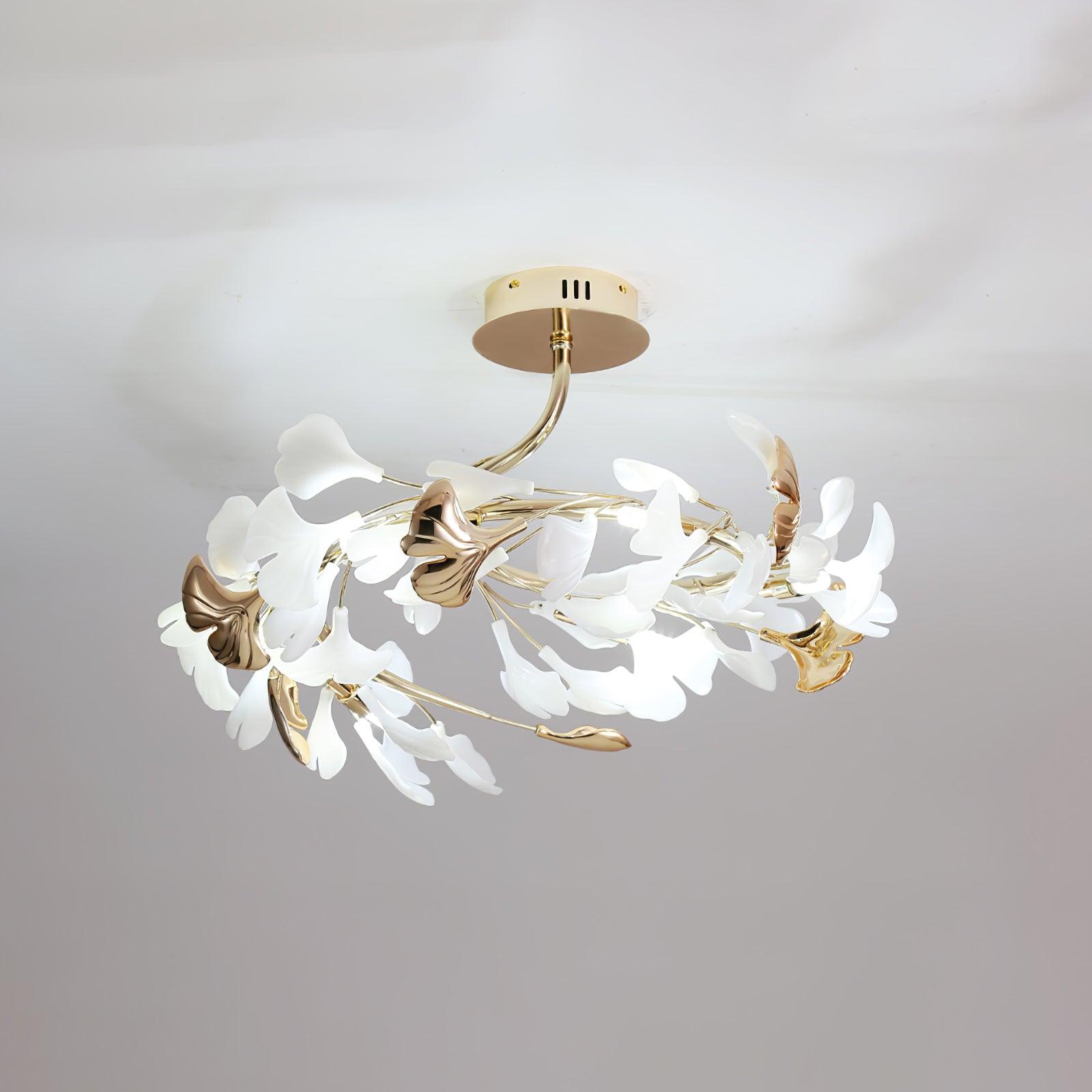 Artheel Premium Nordic Art Gingko Rotating Ceramics Ceiling Lamp-Neutral Decor