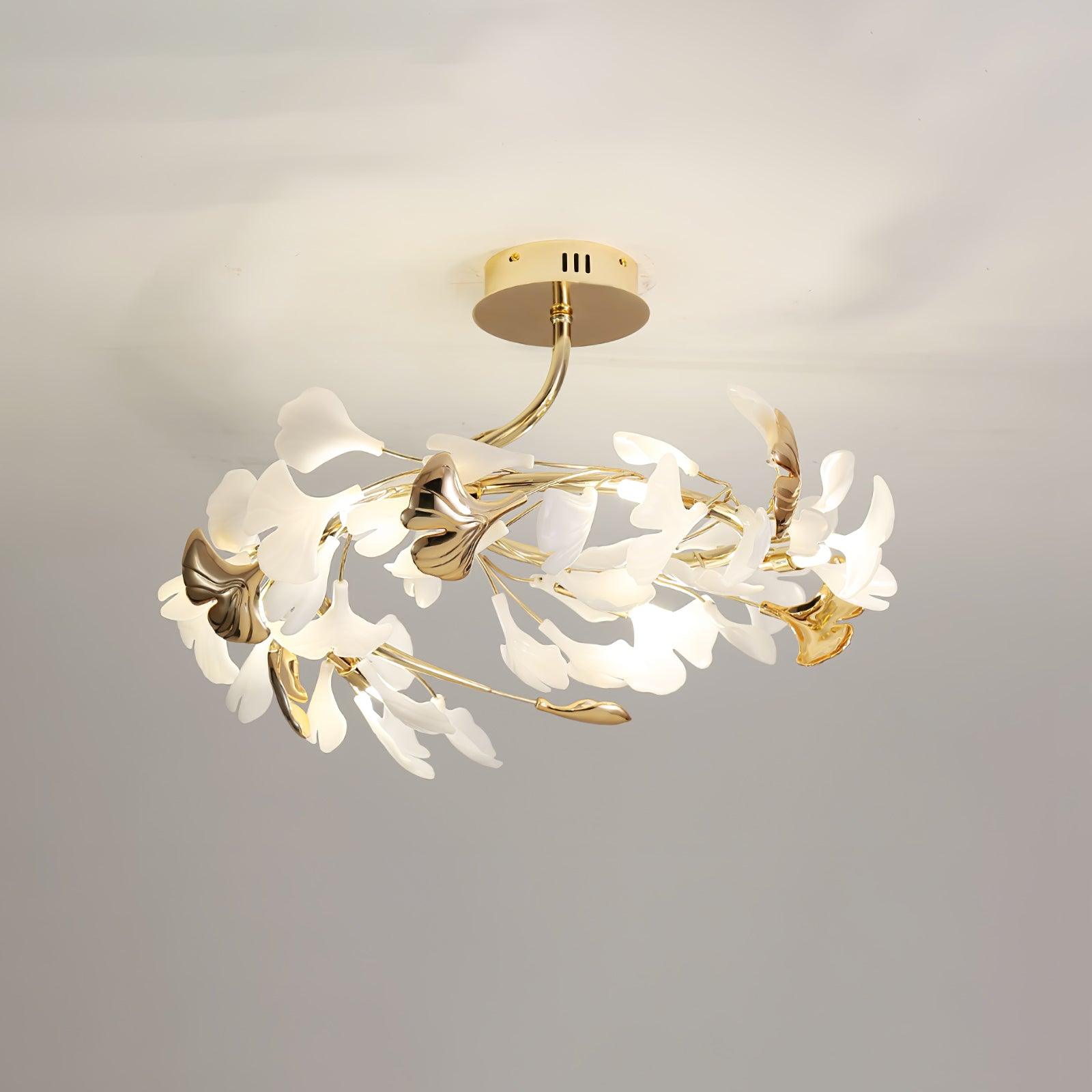 Artheel Premium Nordic Art Gingko Rotating Ceramics Ceiling Lamp-Neutral Decor