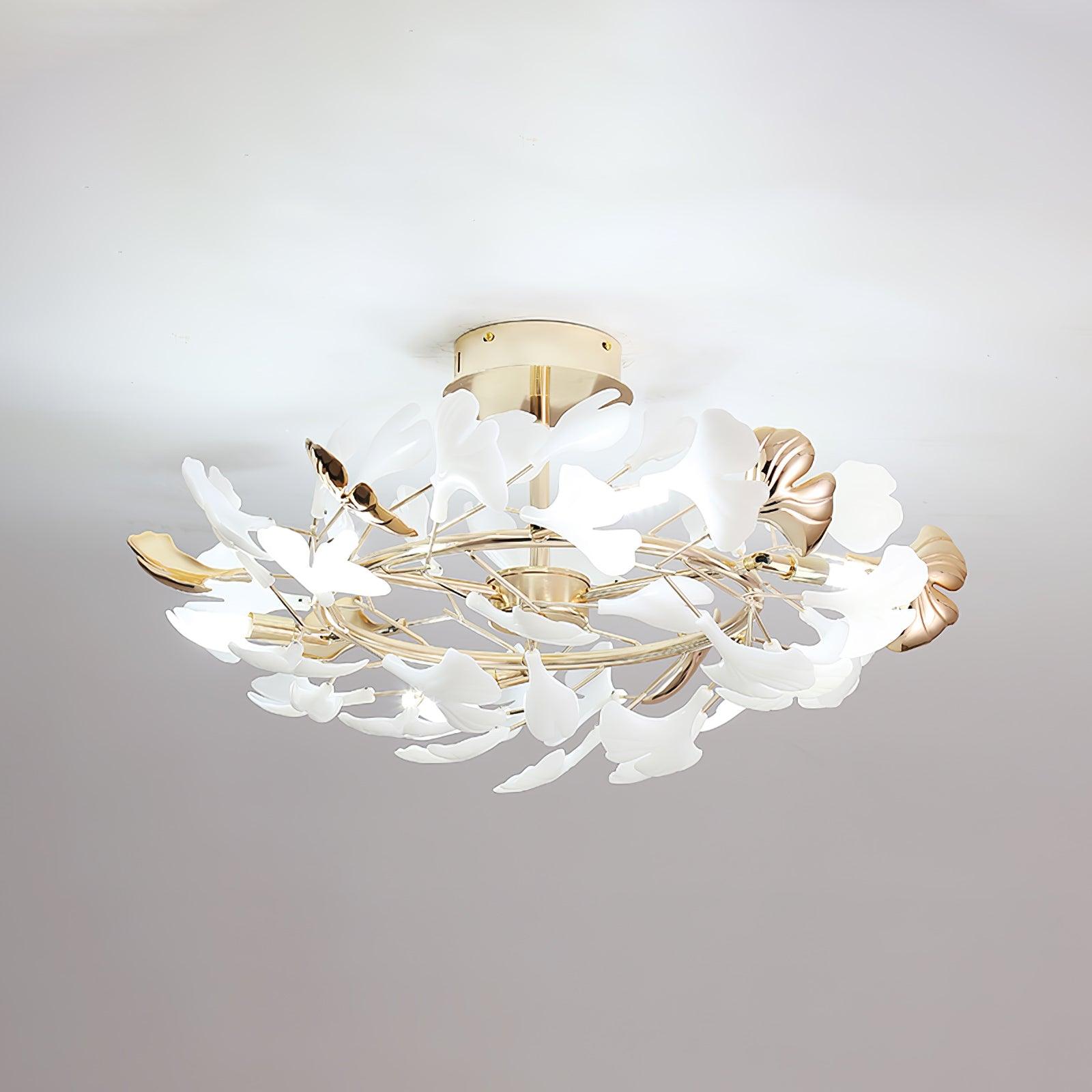 Artheel Premium Nordic Art Gingko Rotating Ceramics Ceiling Lamp-Neutral Decor