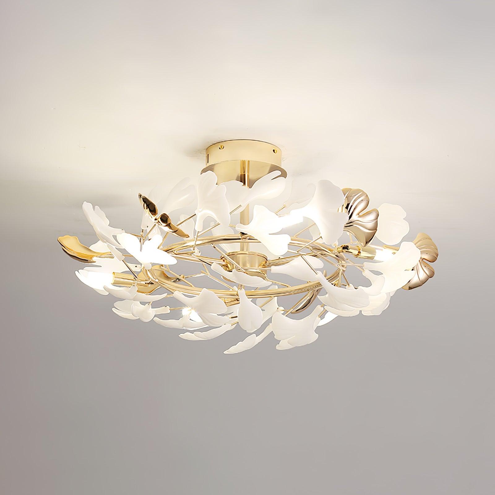 Artheel Premium Nordic Art Gingko Rotating Ceramics Ceiling Lamp-Neutral Decor