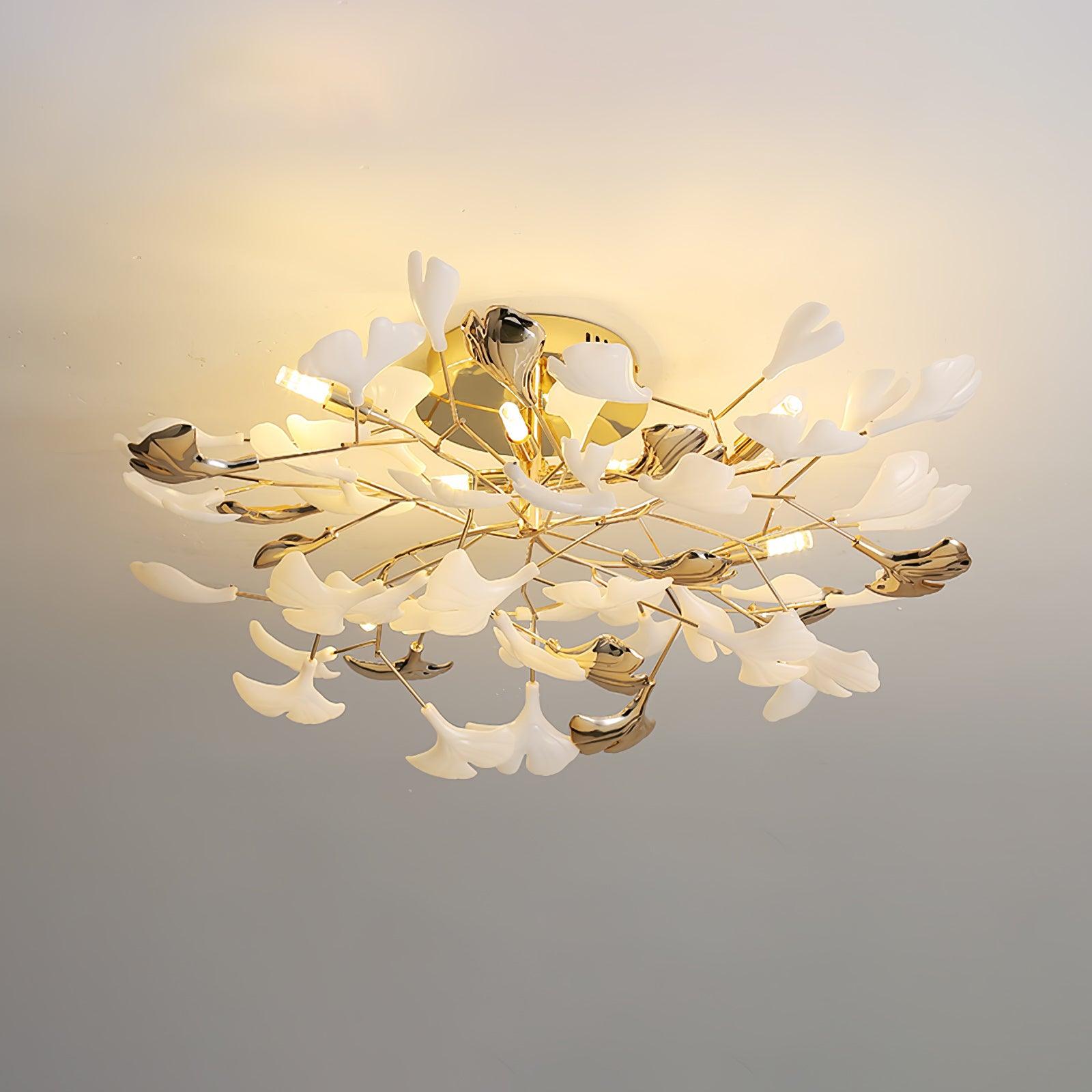 Artheel Premium Nordic Art Gingko Rotating Ceramics Ceiling Lamp-Neutral Decor