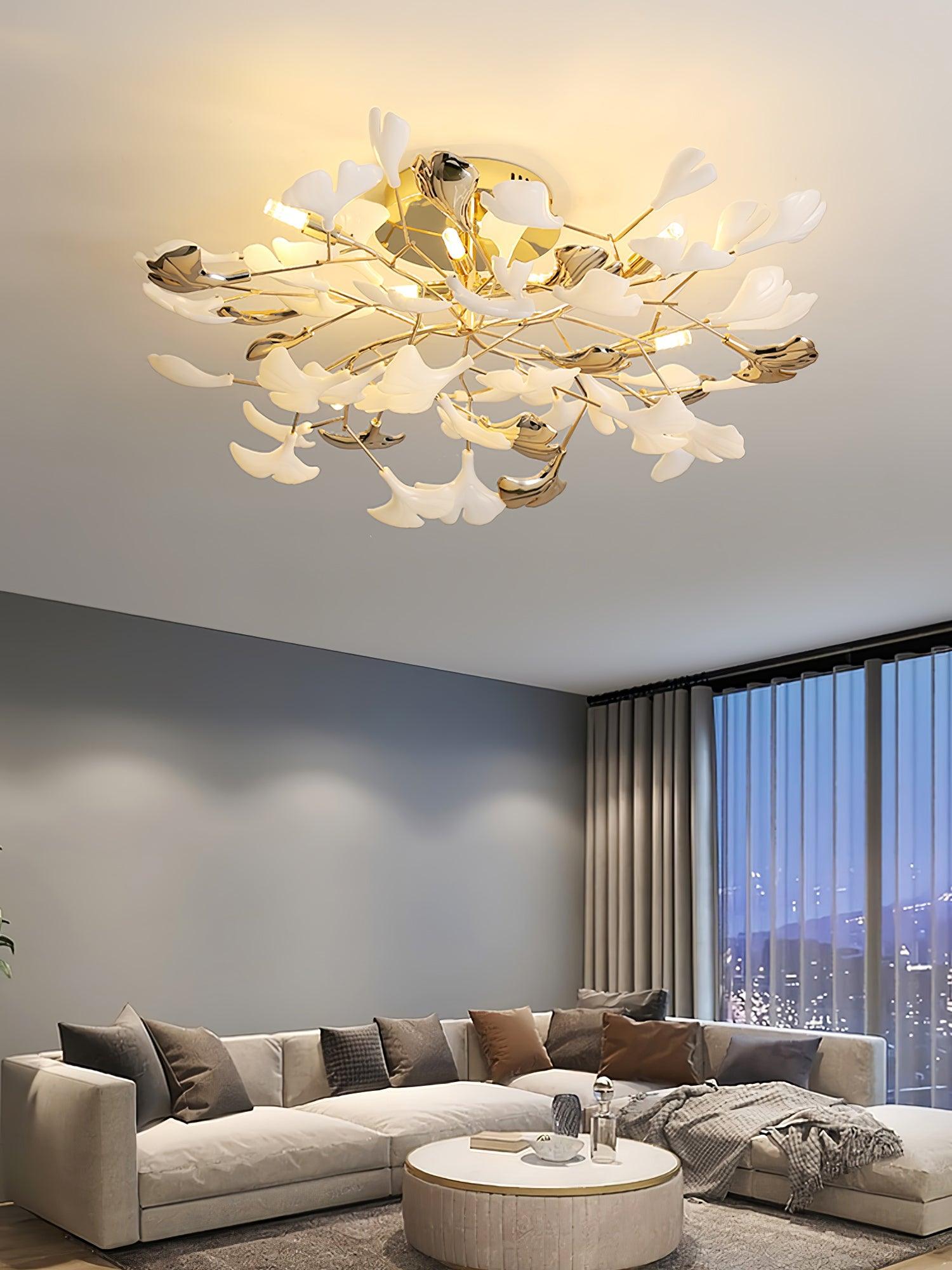 Artheel Premium Nordic Art Gingko Rotating Ceramics Ceiling Lamp-Neutral Decor