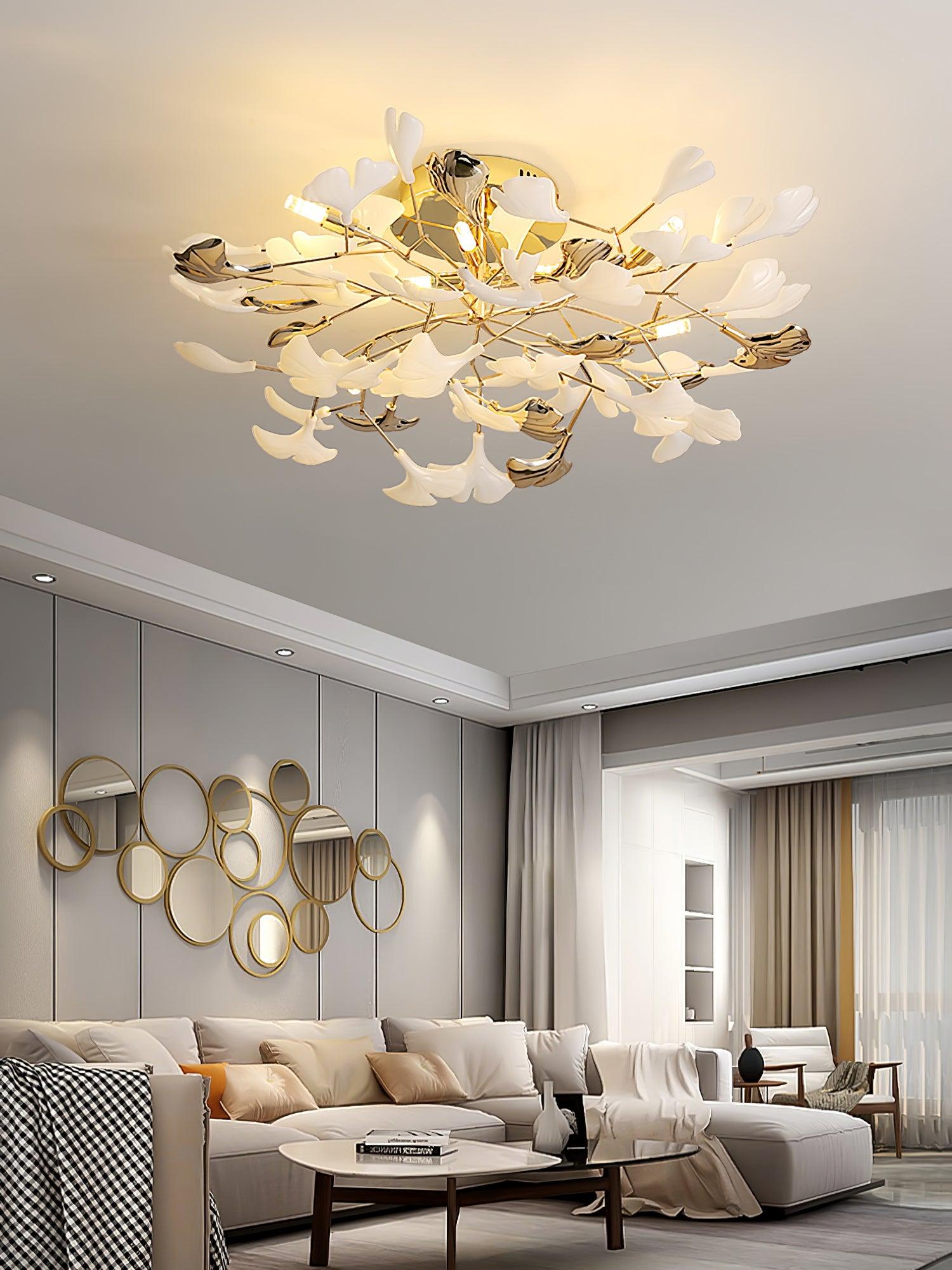 Artheel Premium Nordic Art Gingko Rotating Ceramics Ceiling Lamp-Neutral Decor