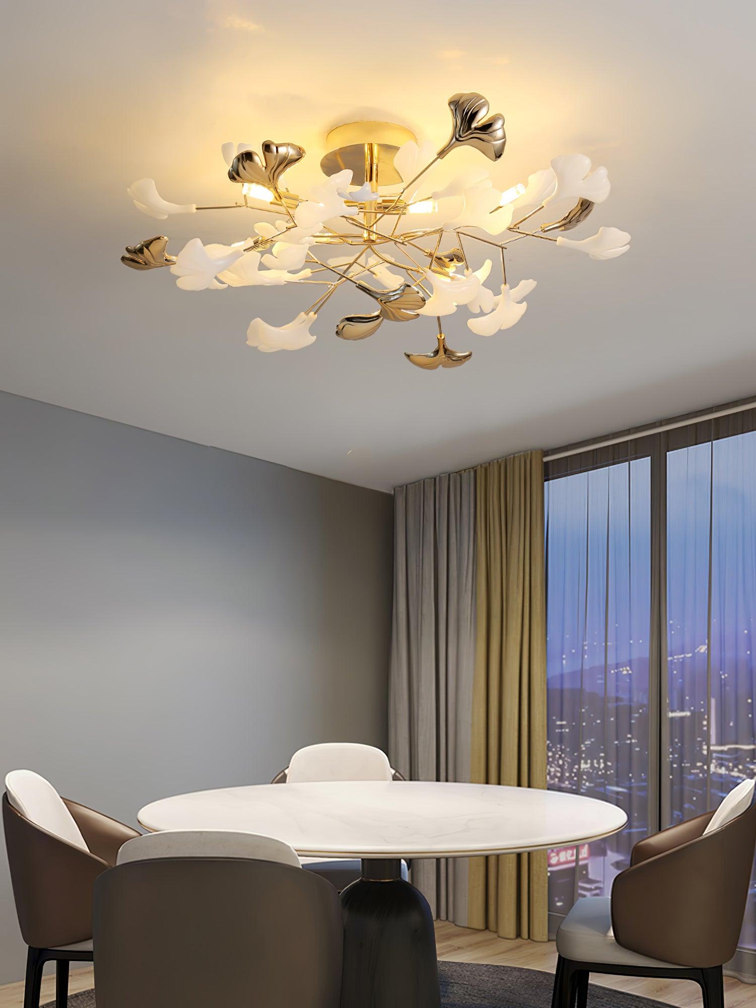 Artheel Premium Nordic Art Gingko Rotating Ceramics Ceiling Lamp-Neutral Decor