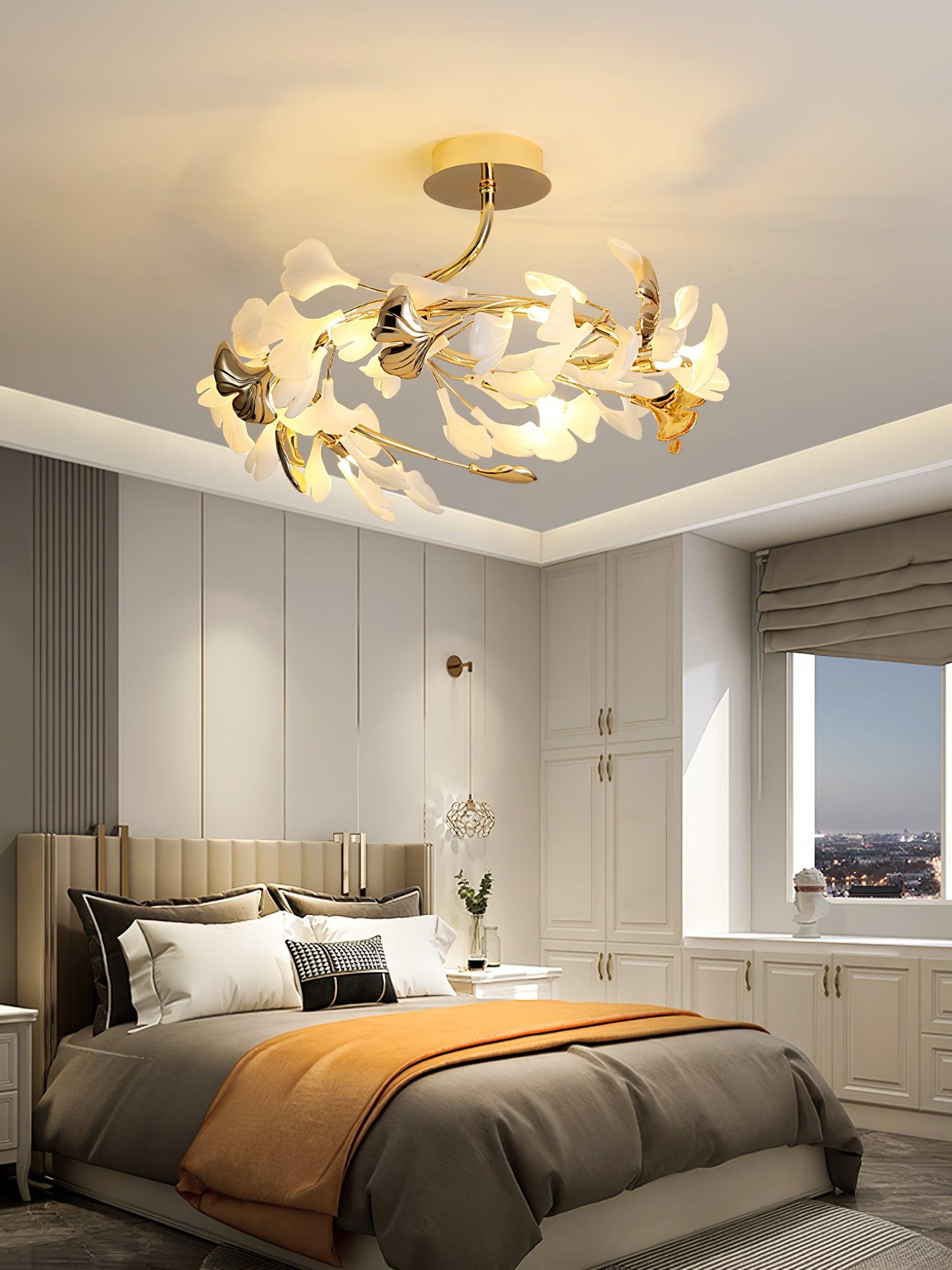 Artheel Premium Nordic Art Gingko Rotating Ceramics Ceiling Lamp-Neutral Decor