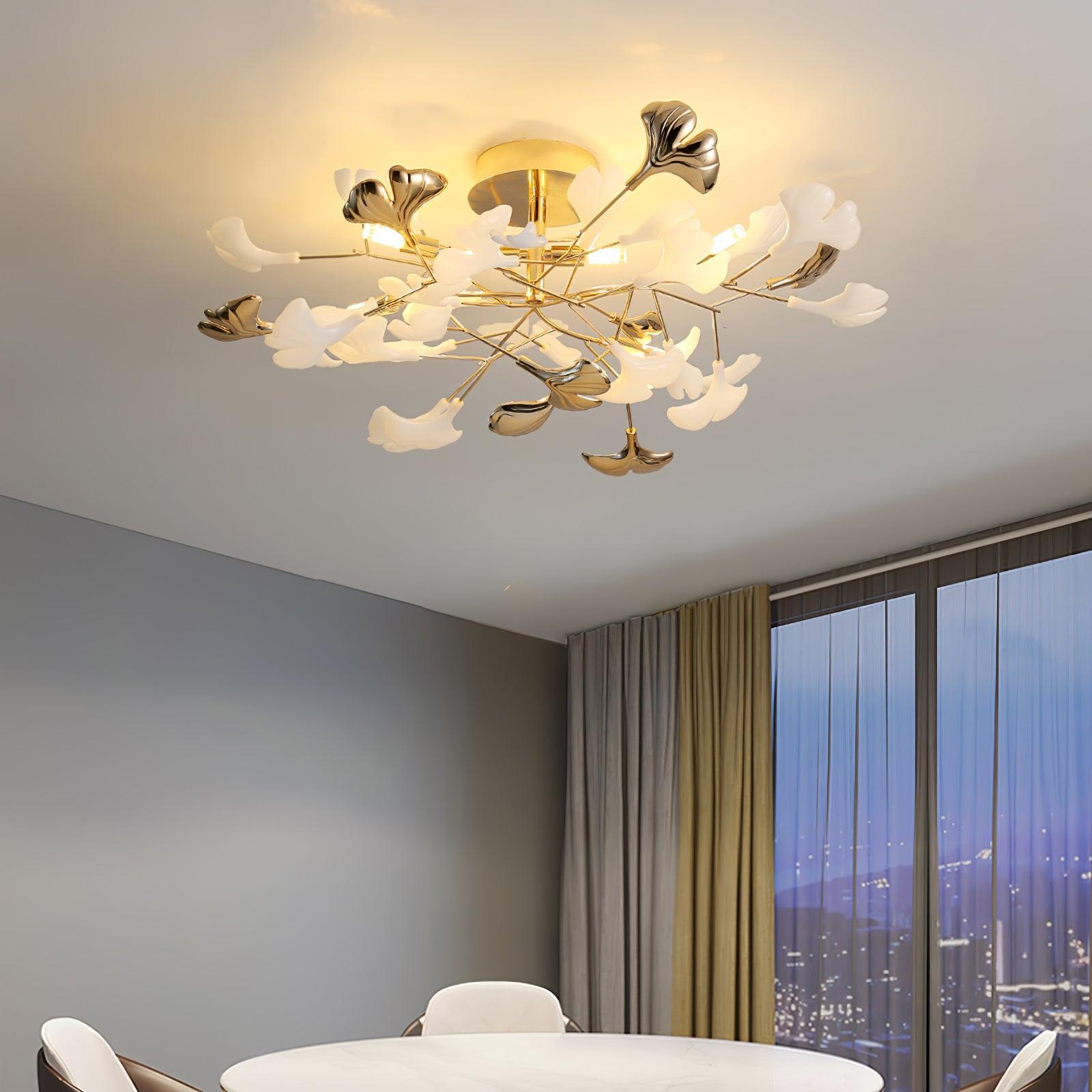 Artheel Premium Nordic Art Gingko Rotating Ceramics Ceiling Lamp-Neutral Decor