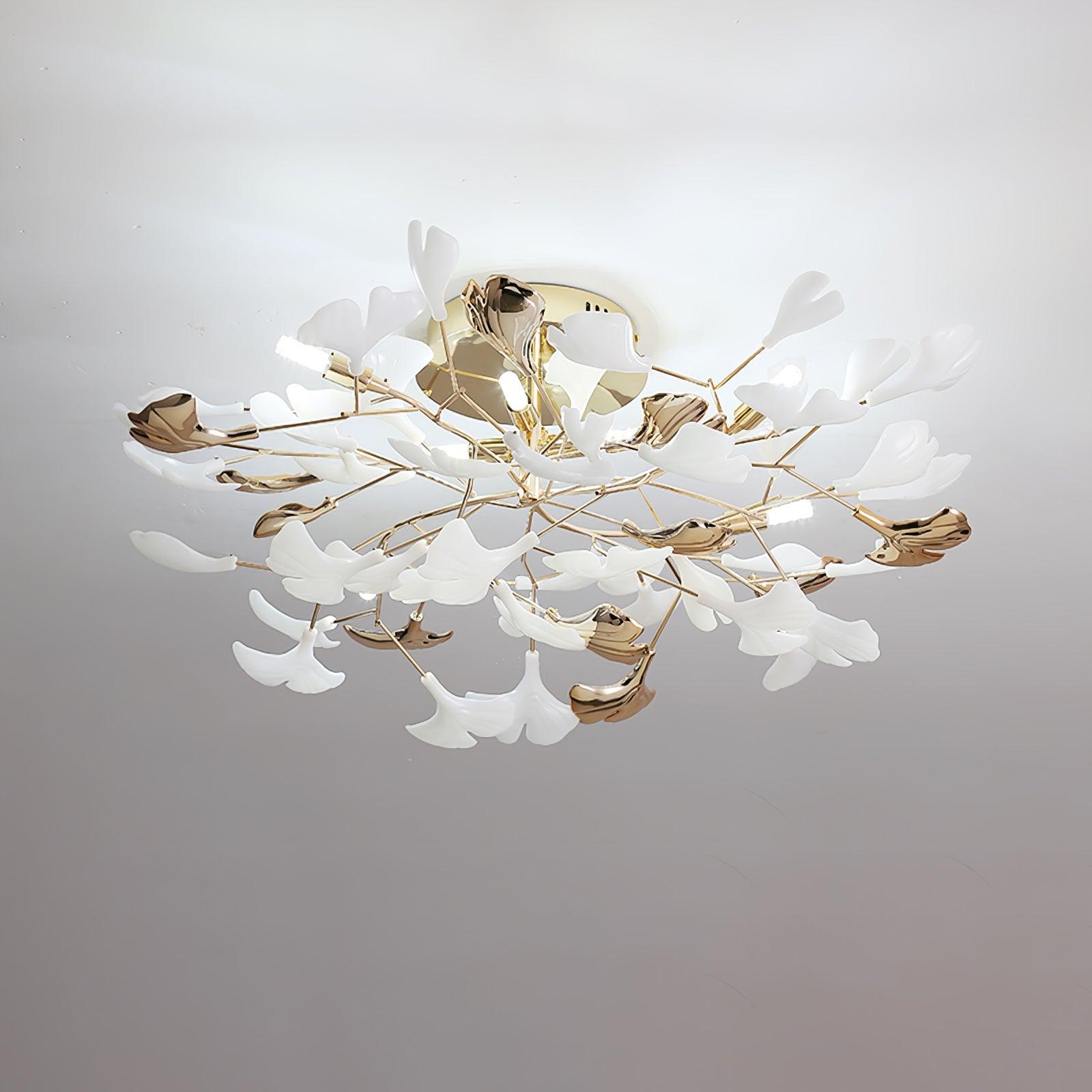 Artheel Premium Nordic Art Gingko Rotating Ceramics Ceiling Lamp-Neutral Decor