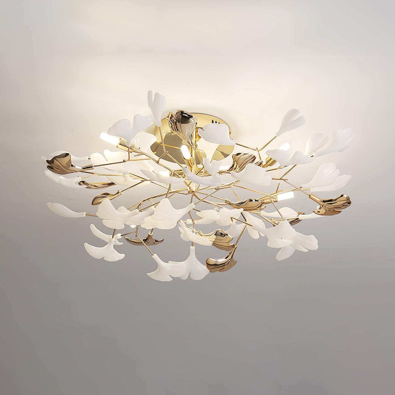 Artheel Premium Nordic Art Gingko Rotating Ceramics Ceiling Lamp-Neutral Decor