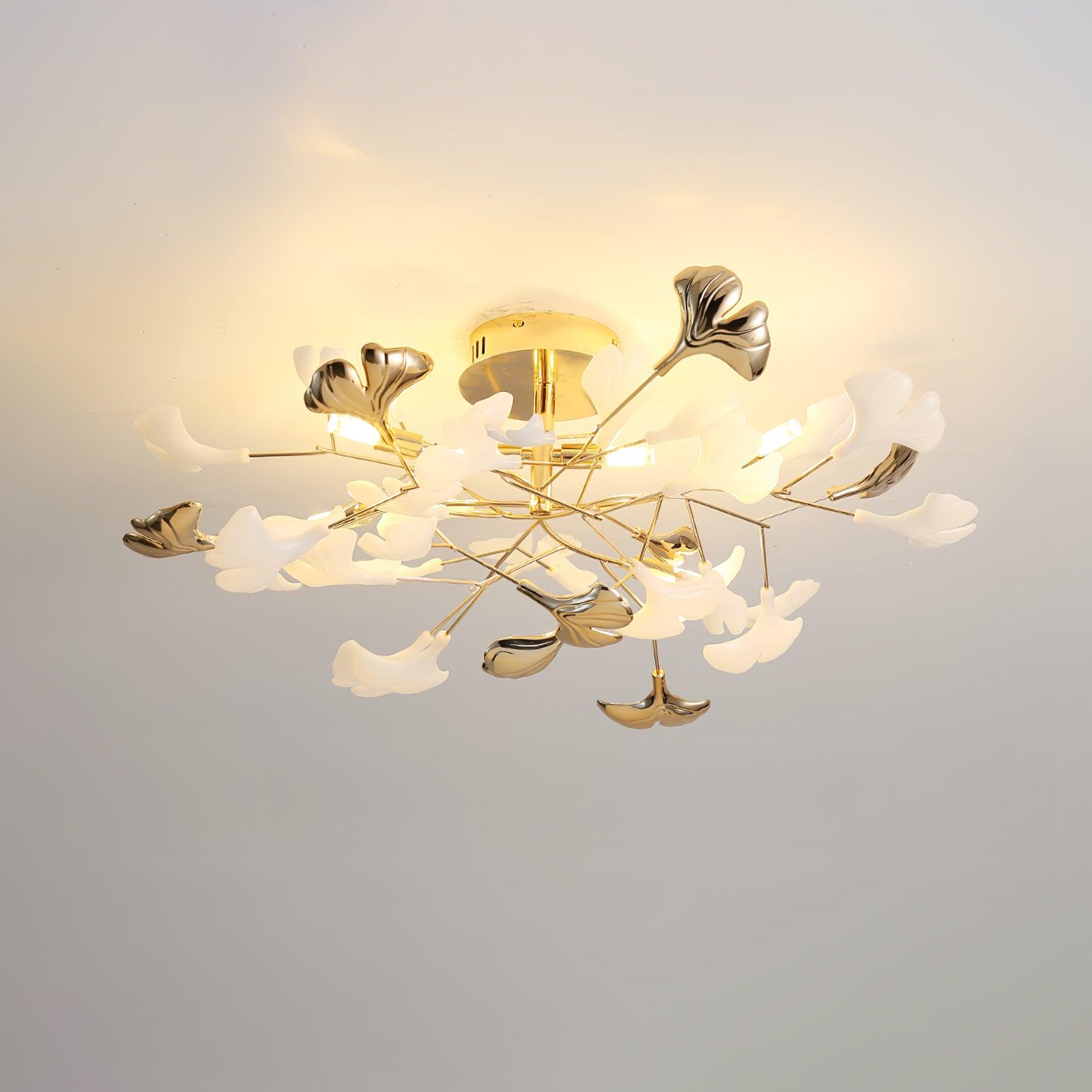 Artheel Premium Nordic Art Gingko Rotating Ceramics Ceiling Lamp-Neutral Decor