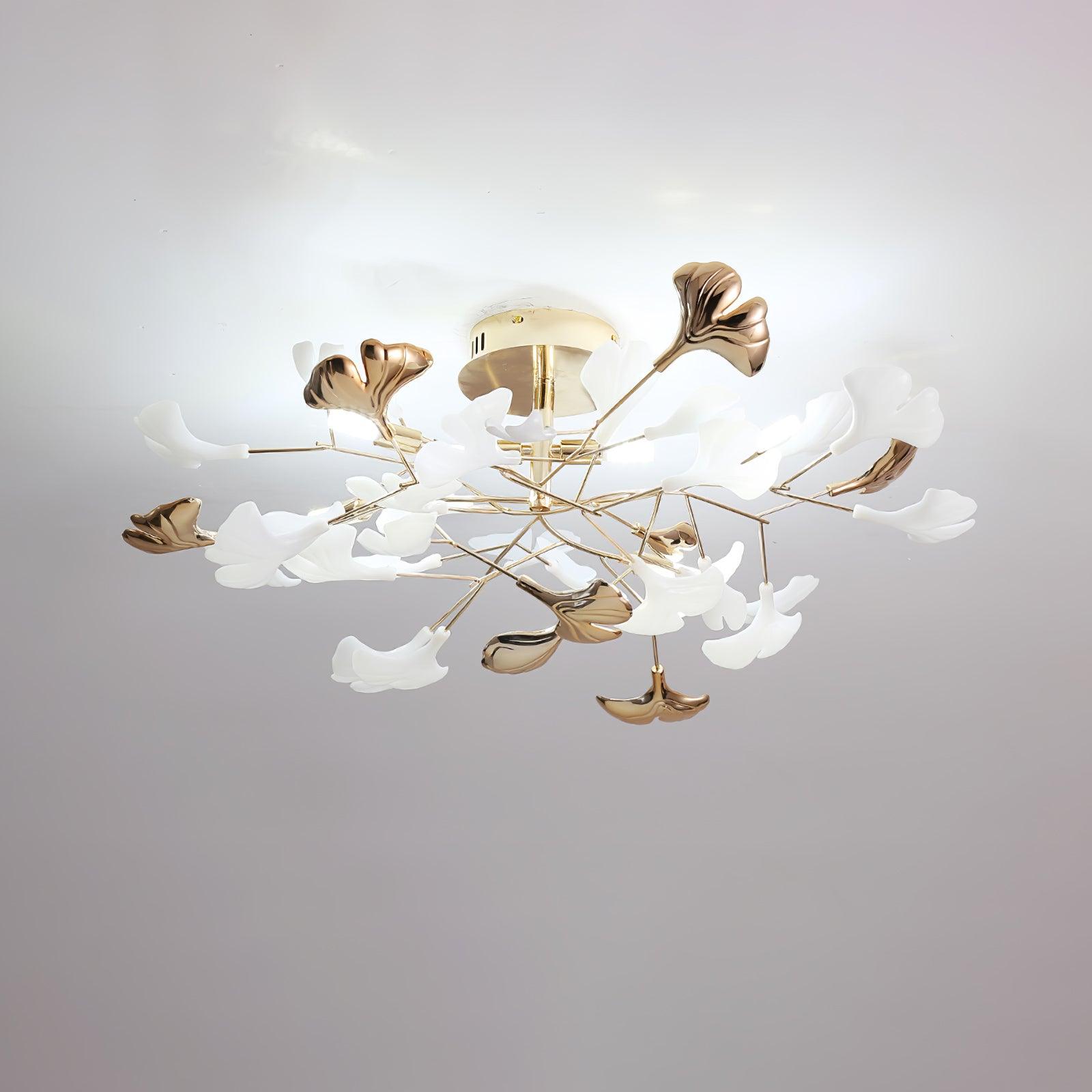 Artheel Premium Nordic Art Gingko Rotating Ceramics Ceiling Lamp-Neutral Decor