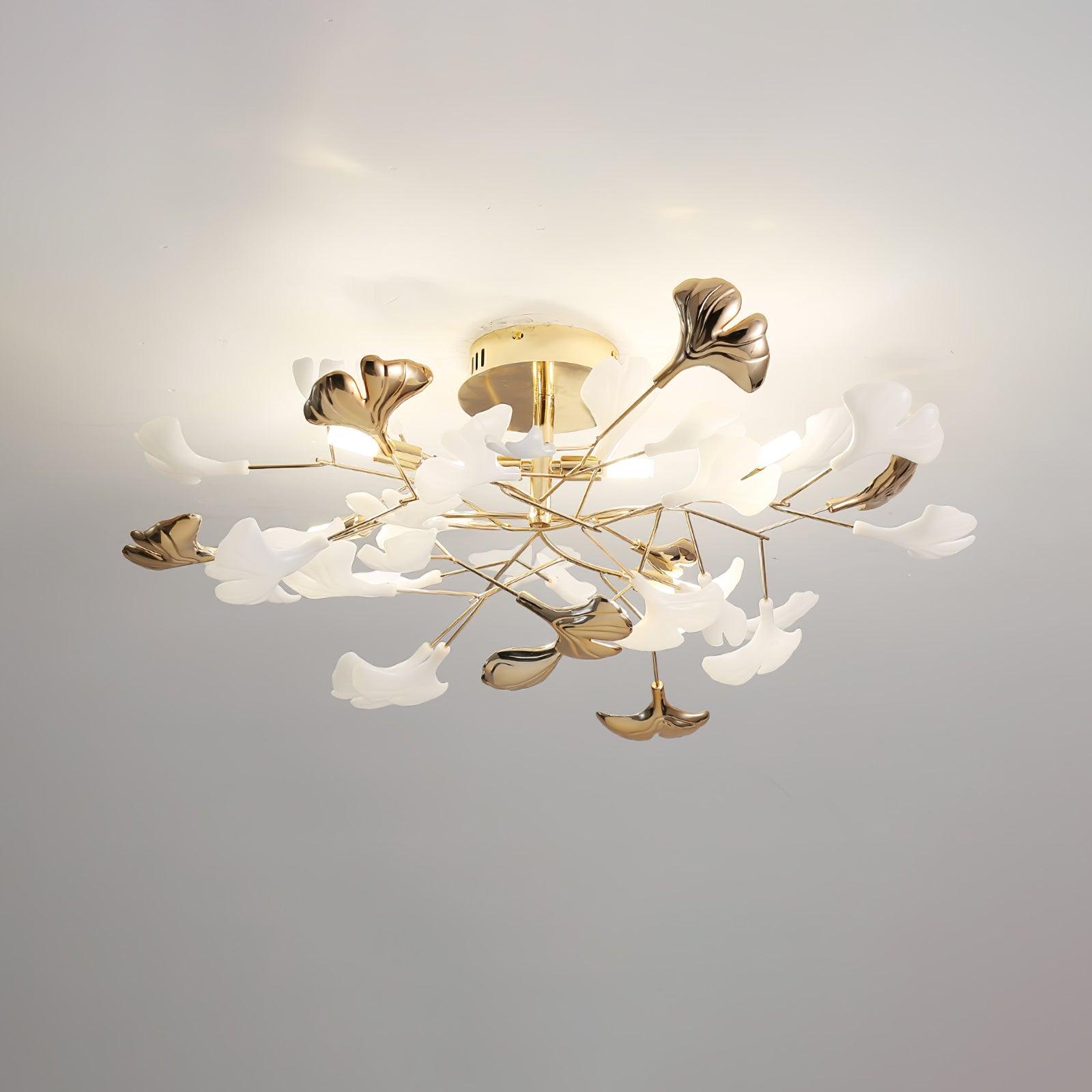 Artheel Premium Nordic Art Gingko Rotating Ceramics Ceiling Lamp-Neutral Decor