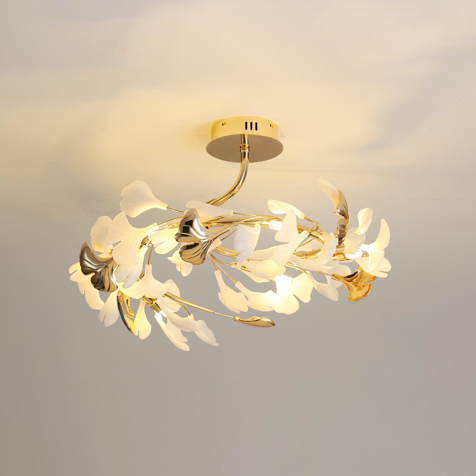 Artheel Premium Nordic Art Gingko Rotating Ceramics Ceiling Lamp-Neutral Decor