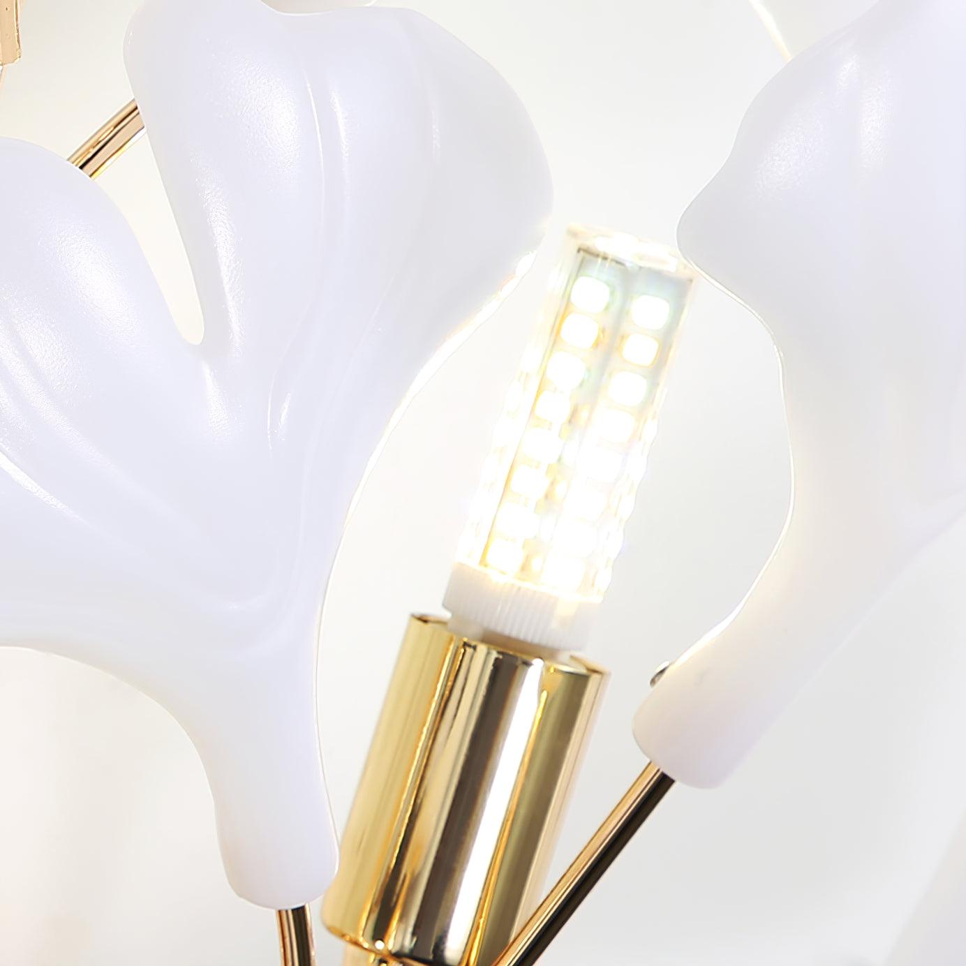 Wall Lamp Gingko Ceramic Petal Shades Gold Art Nouveau