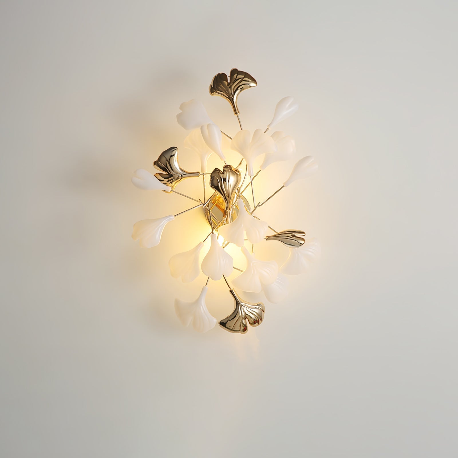Oakes Postmodern Luxury Gingko Ceramics Wall Lamp-Neutral Decor