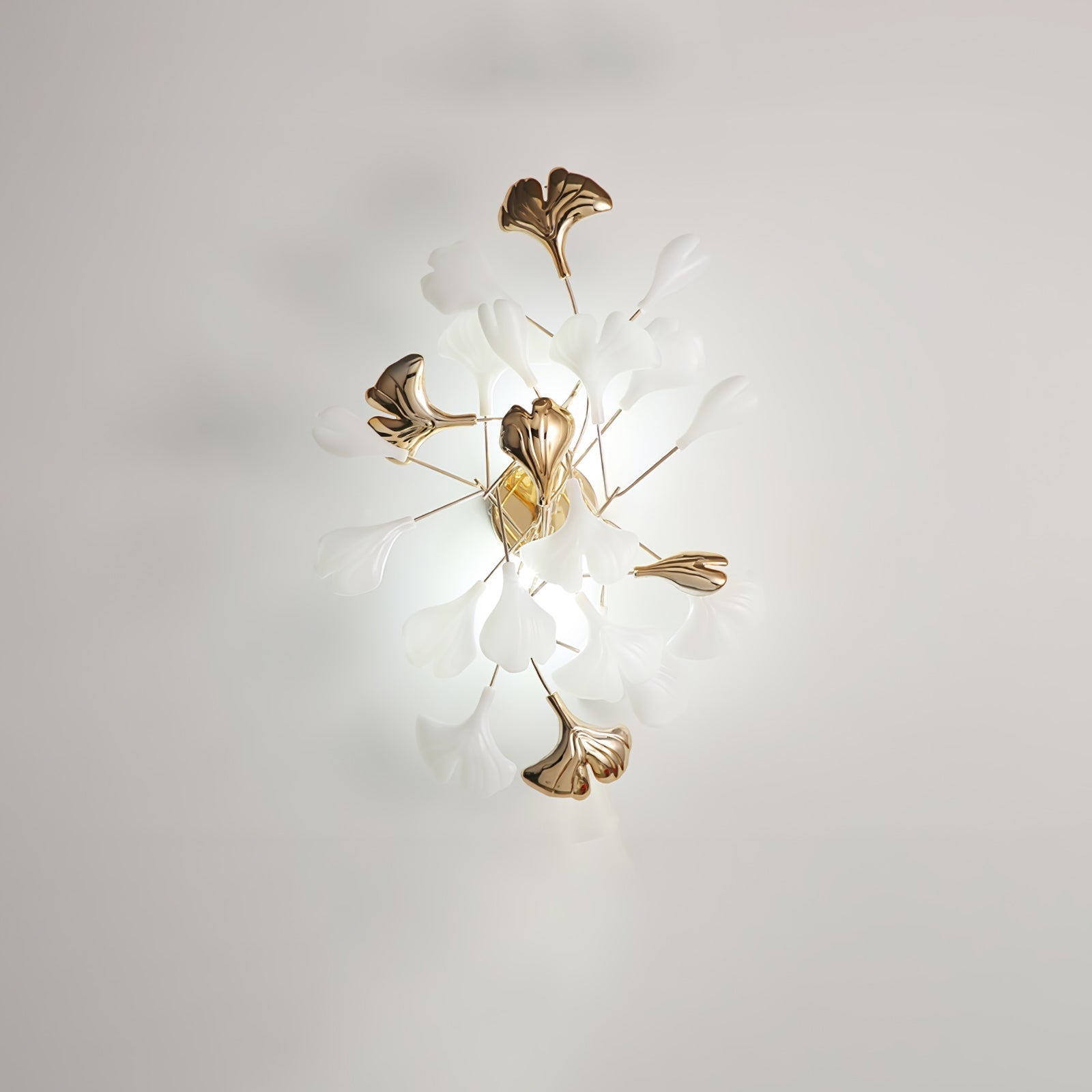 Oakes Postmodern Luxury Gingko Ceramics Wall Lamp-Neutral Decor
