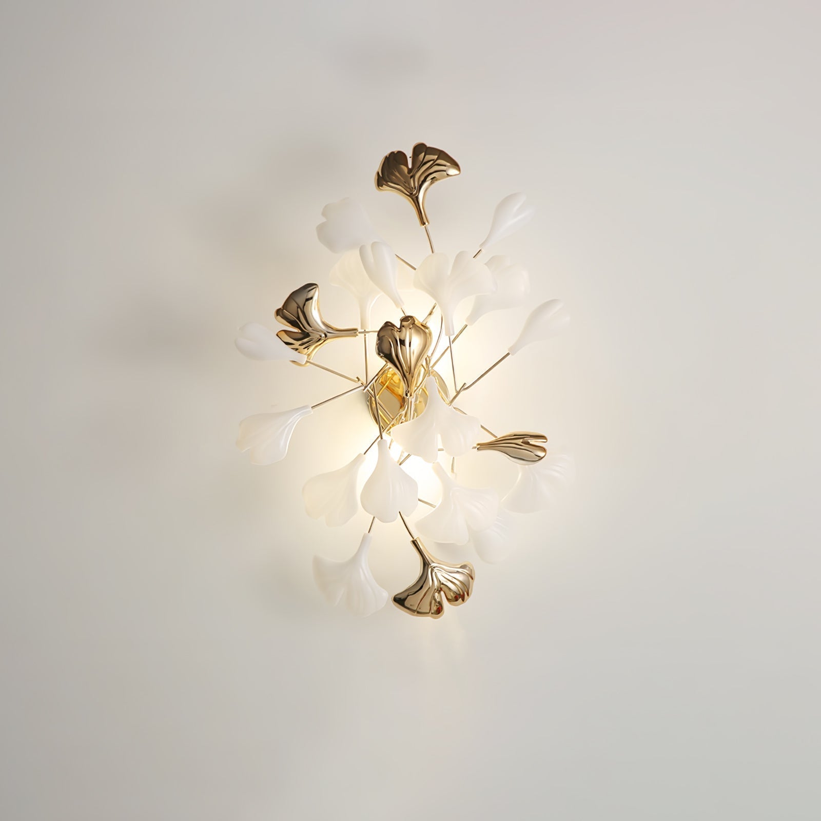Oakes Postmodern Luxury Gingko Ceramics Wall Lamp-Neutral Decor
