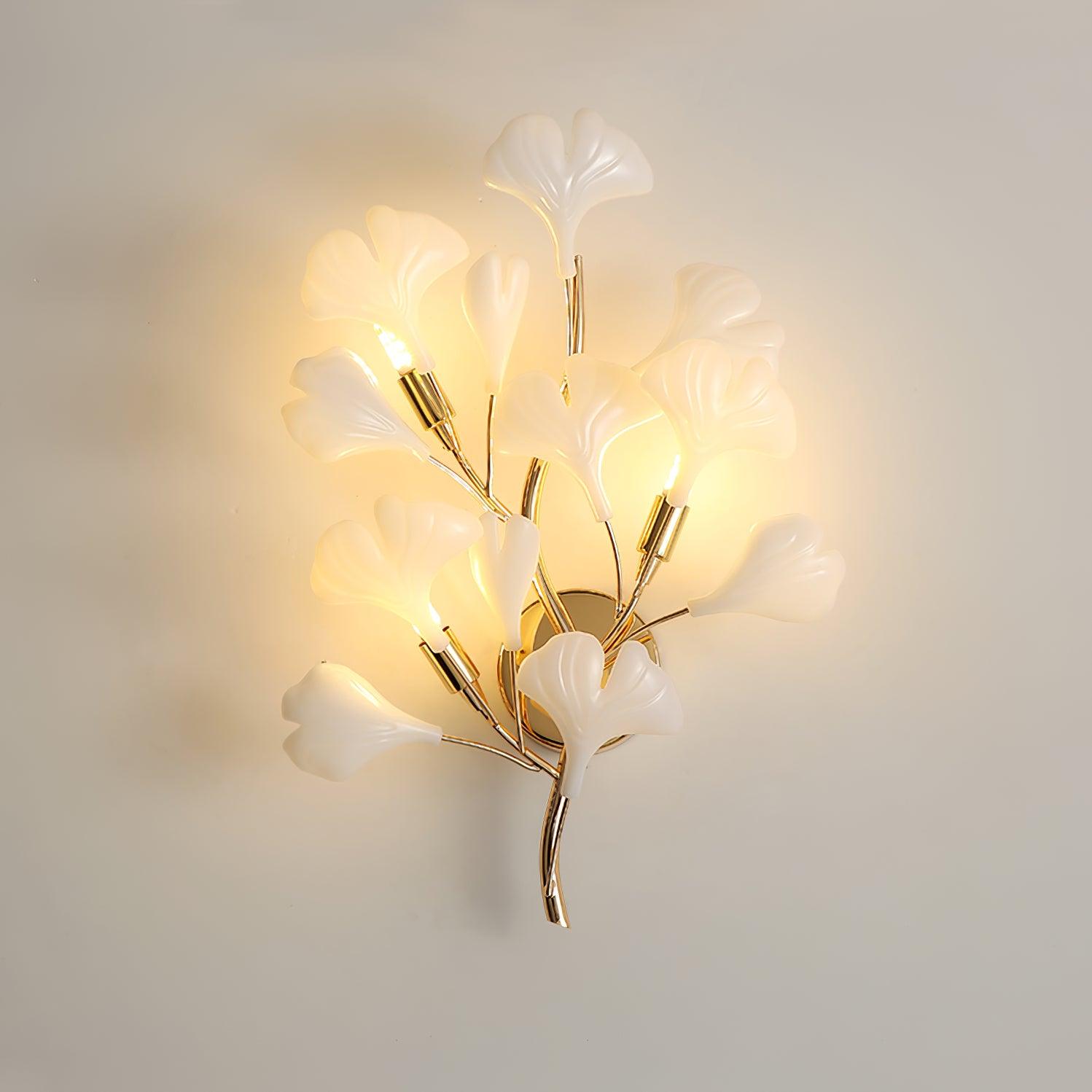 Oakes Postmodern Luxury Gingko Ceramics Wall Lamp-Neutral Decor