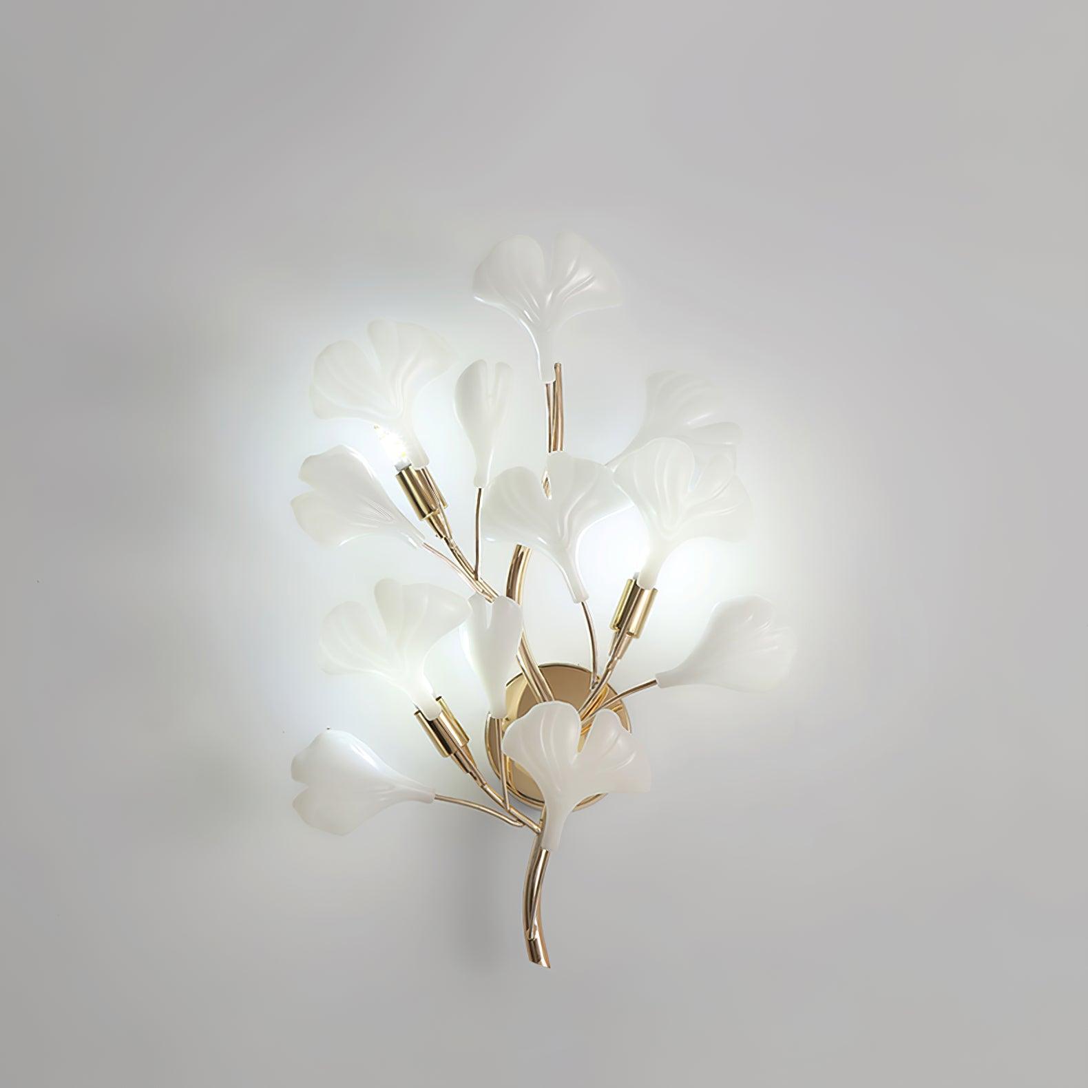 Oakes Postmodern Luxury Gingko Ceramics Wall Lamp-Neutral Decor