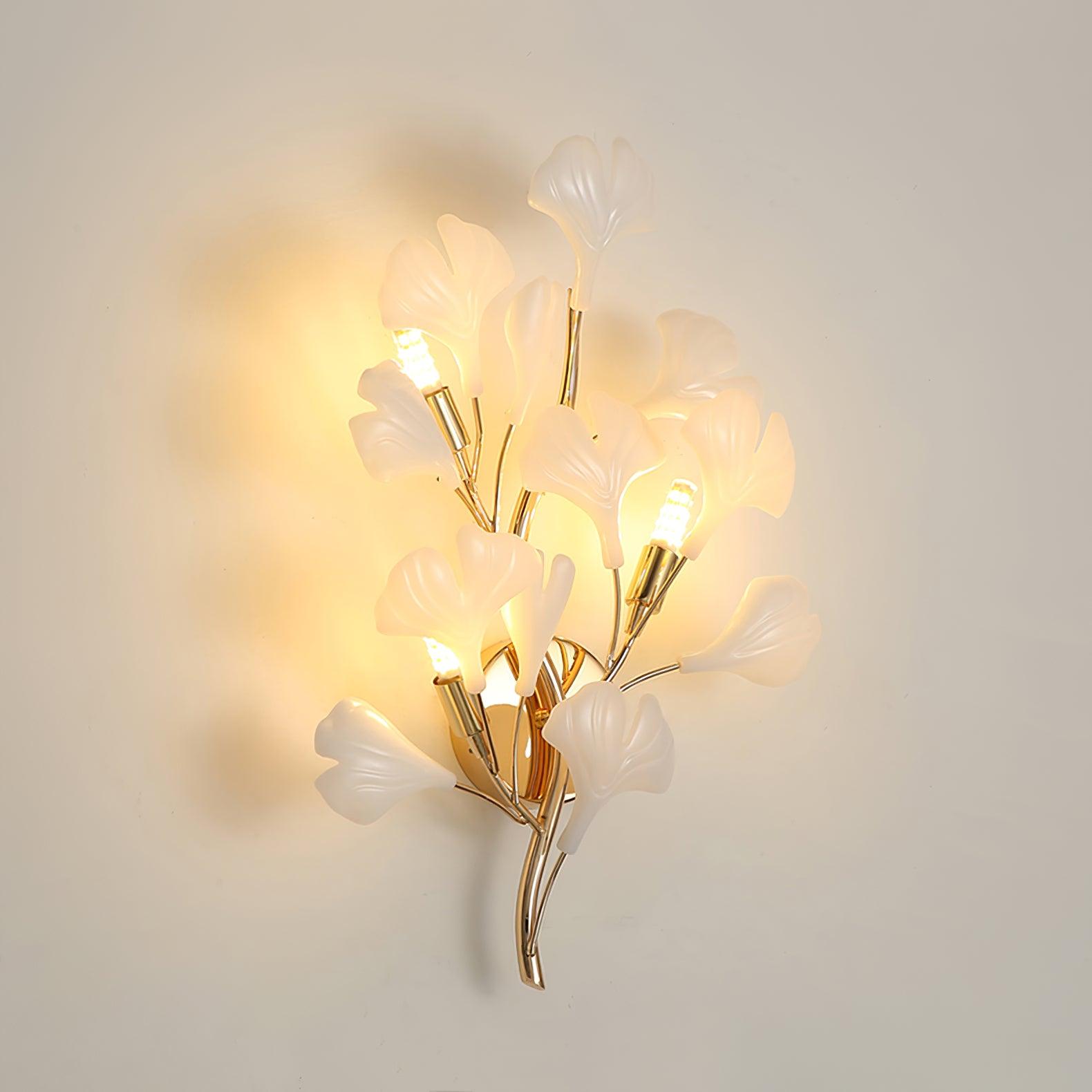 Oakes Postmodern Luxury Gingko Ceramics Wall Lamp-Neutral Decor