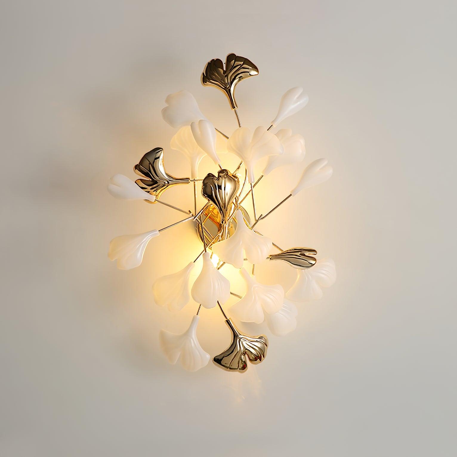 Oakes Postmodern Luxury Gingko Ceramics Wall Lamp-Neutral Decor