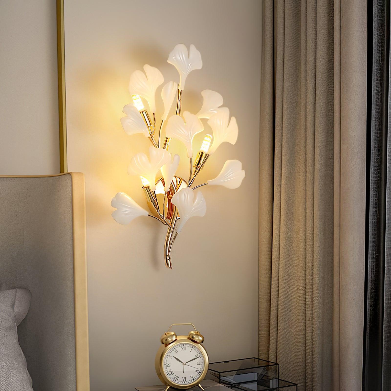 Oakes Postmodern Luxury Gingko Ceramics Wall Lamp-Neutral Decor