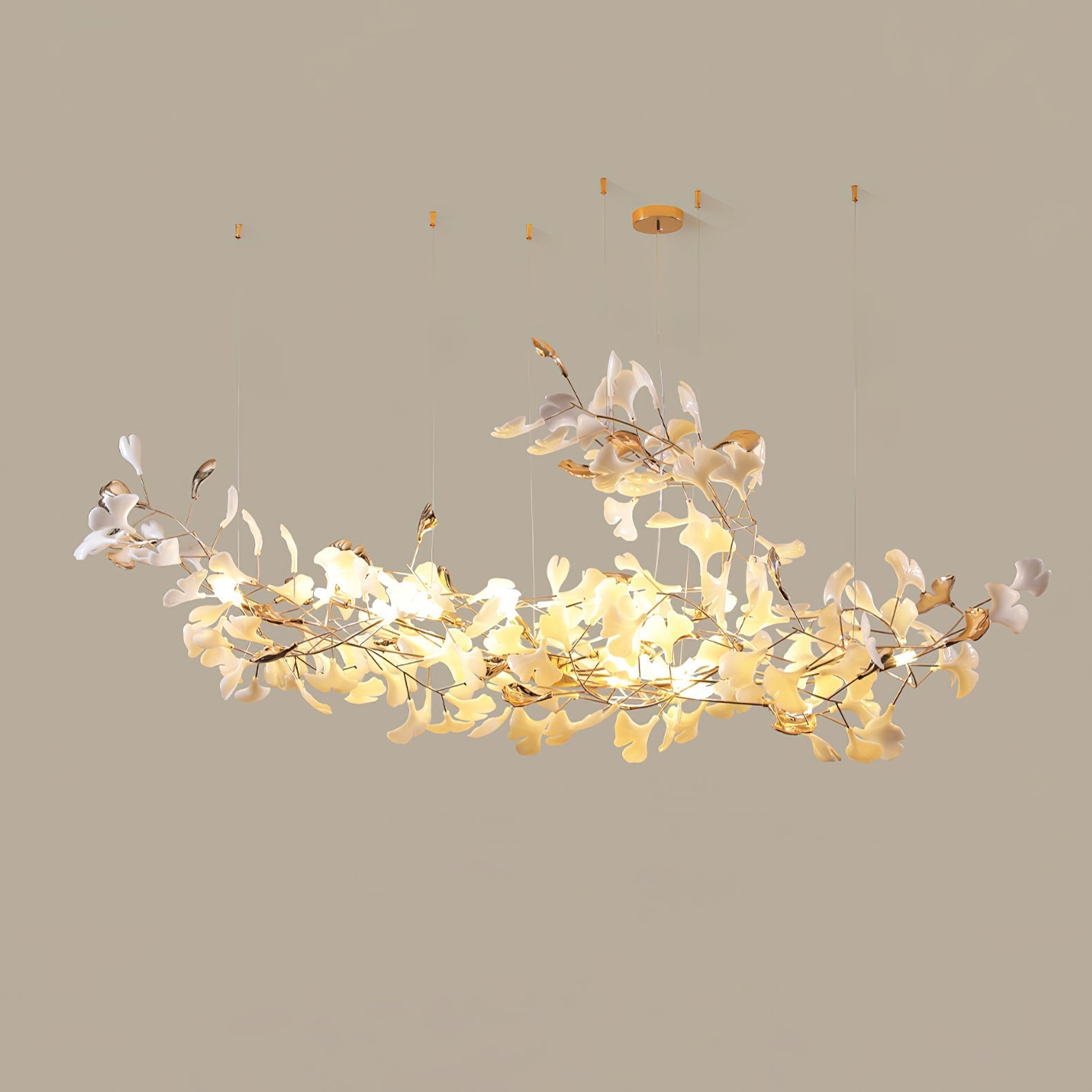 Sovell Postmodern Luxury Ginkgo Cloud Ceramics Chandelier-Neutral Decor