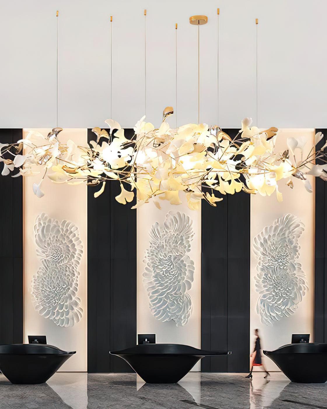 Sovell Postmodern Luxury Ginkgo Cloud Ceramics Chandelier-Neutral Decor