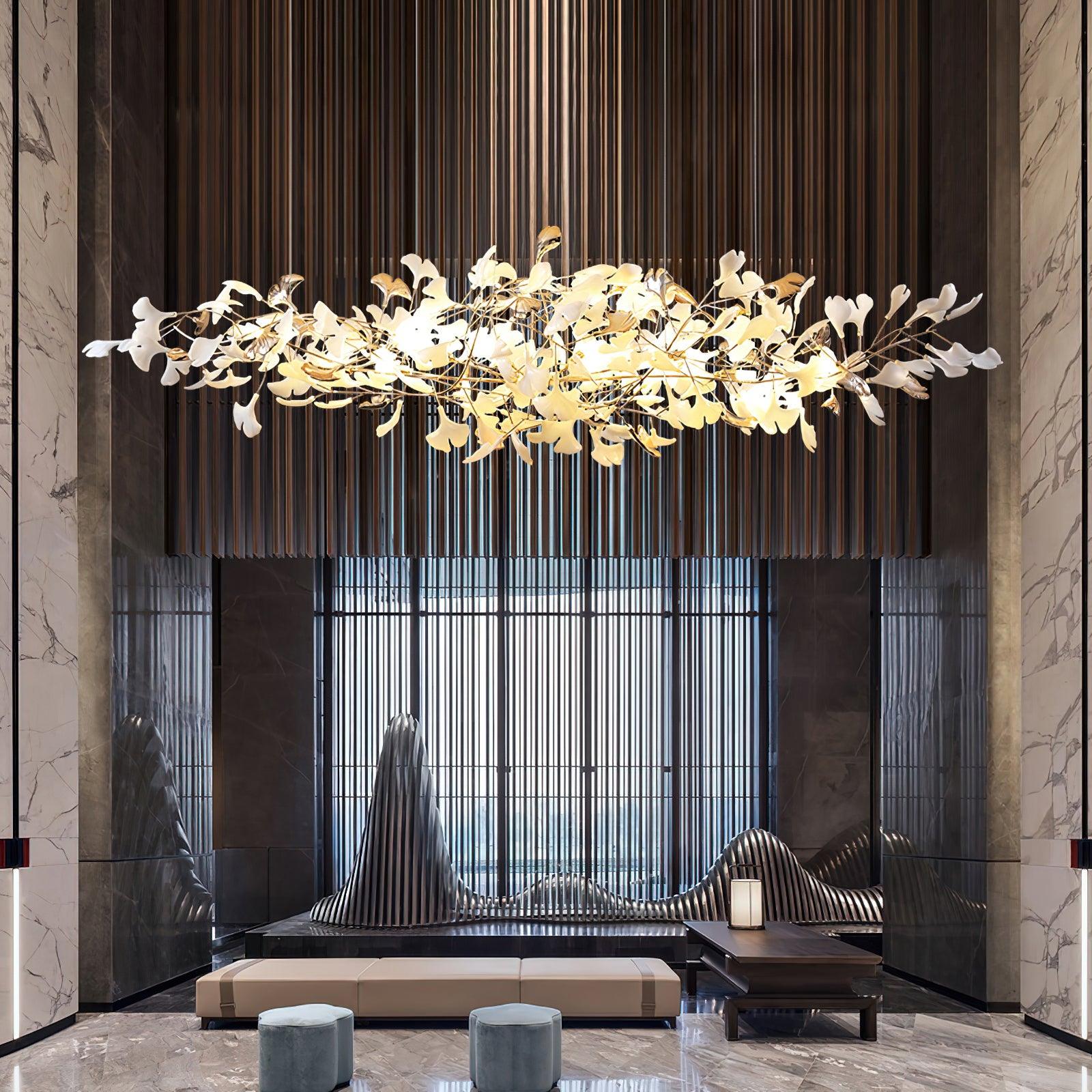 Sovell Postmodern Luxury Ginkgo Cloud Ceramics Chandelier-Neutral Decor