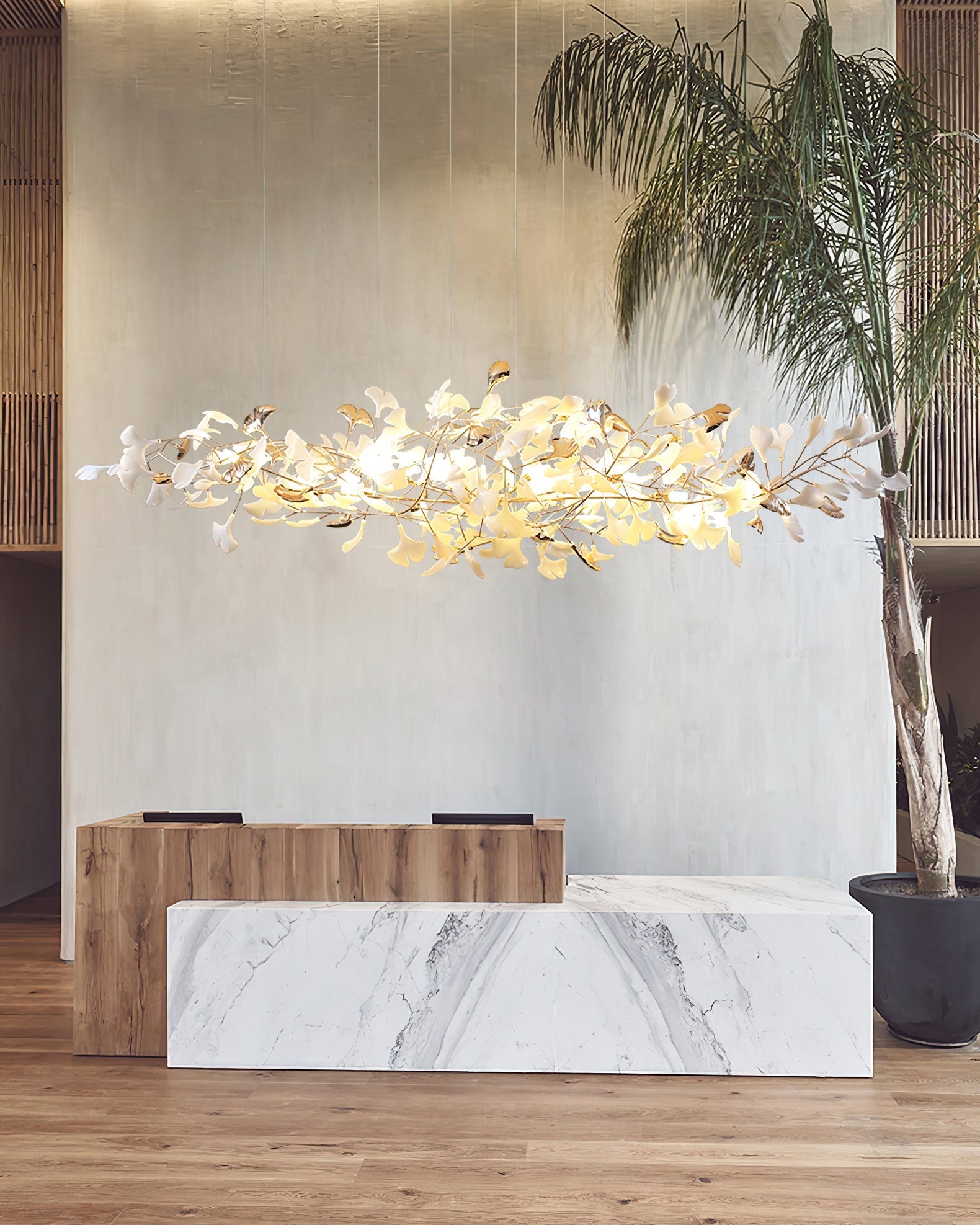 Sovell Postmodern Luxury Ginkgo Cloud Ceramics Chandelier-Neutral Decor