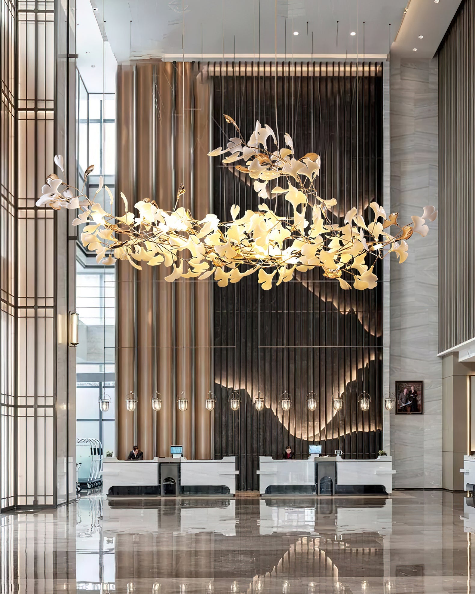Sovell Postmodern Luxury Ginkgo Cloud Ceramics Chandelier-Neutral Decor