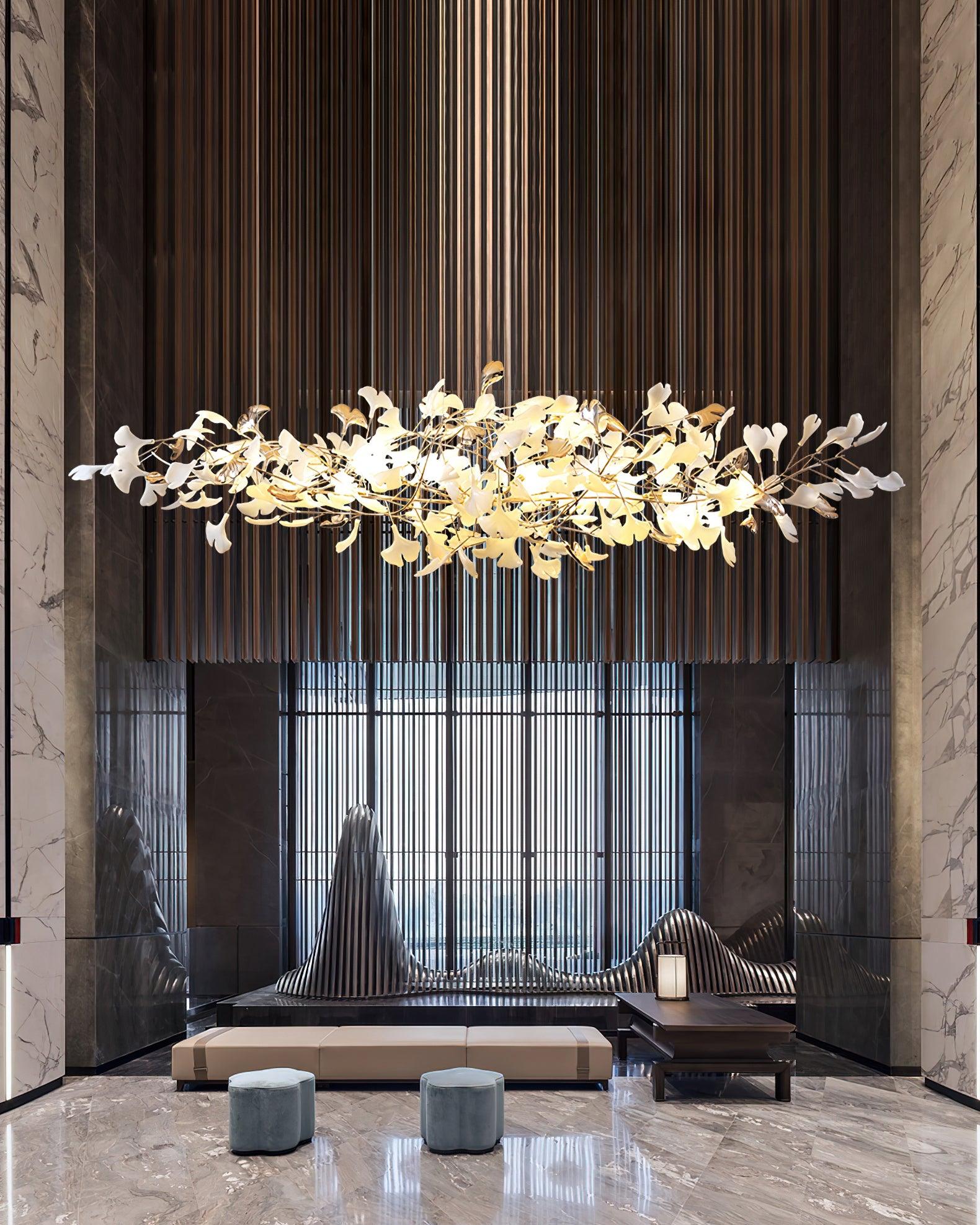 Sovell Postmodern Luxury Ginkgo Cloud Ceramics Chandelier-Neutral Decor