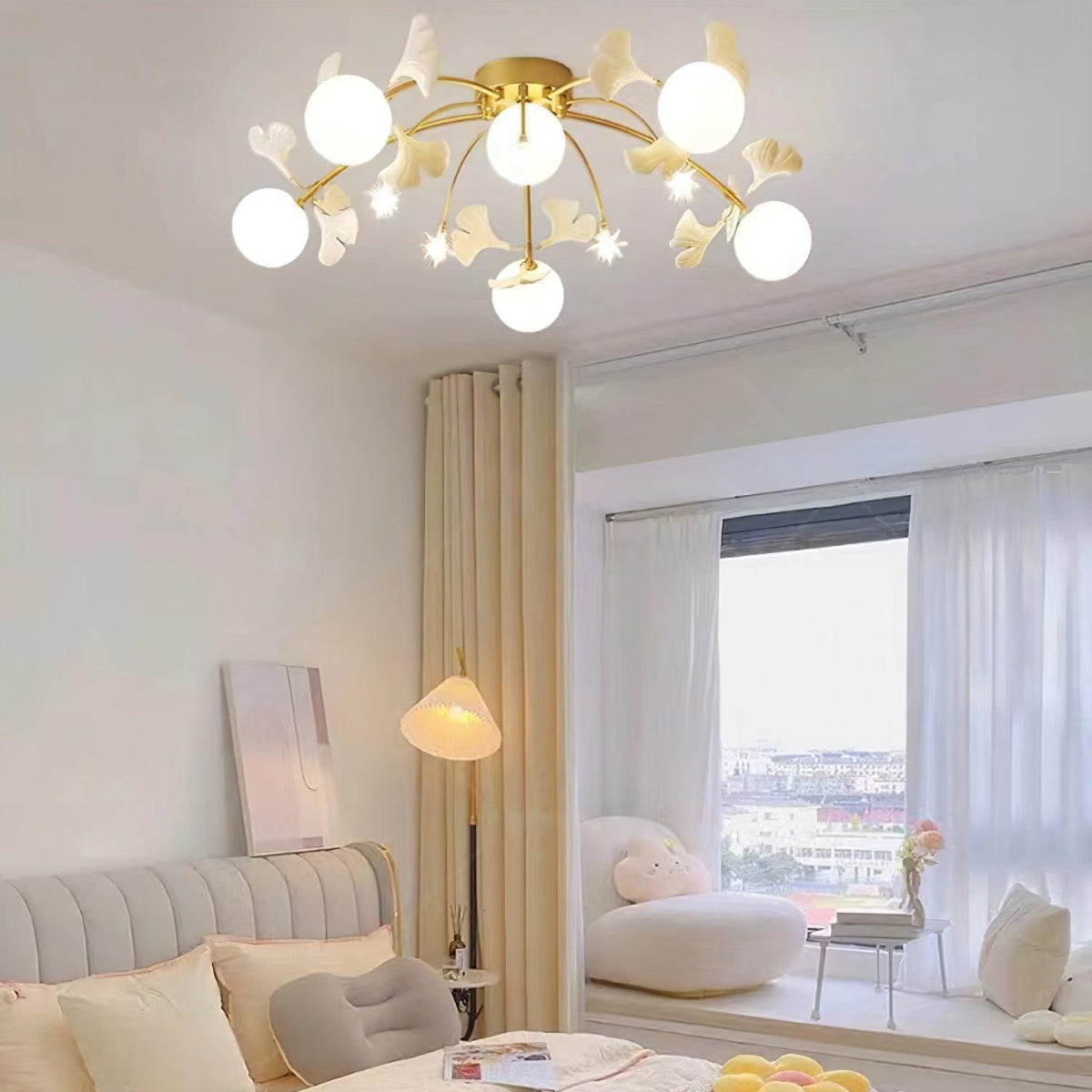 Olivia Nordic Multi Globe Metal/Ceramic Flush Mount Ceiling Light, White/Gold - Neutral Decor