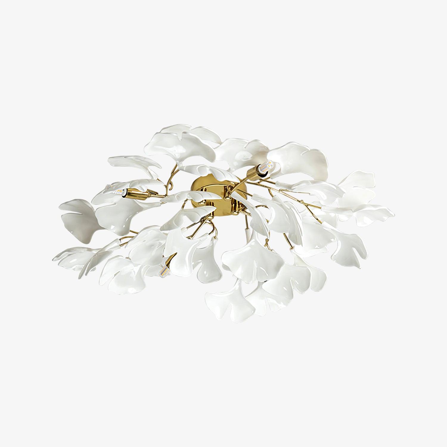 Solara Ceiling Lamp Gingko Leaves with Brass Branch-Neutral Decor