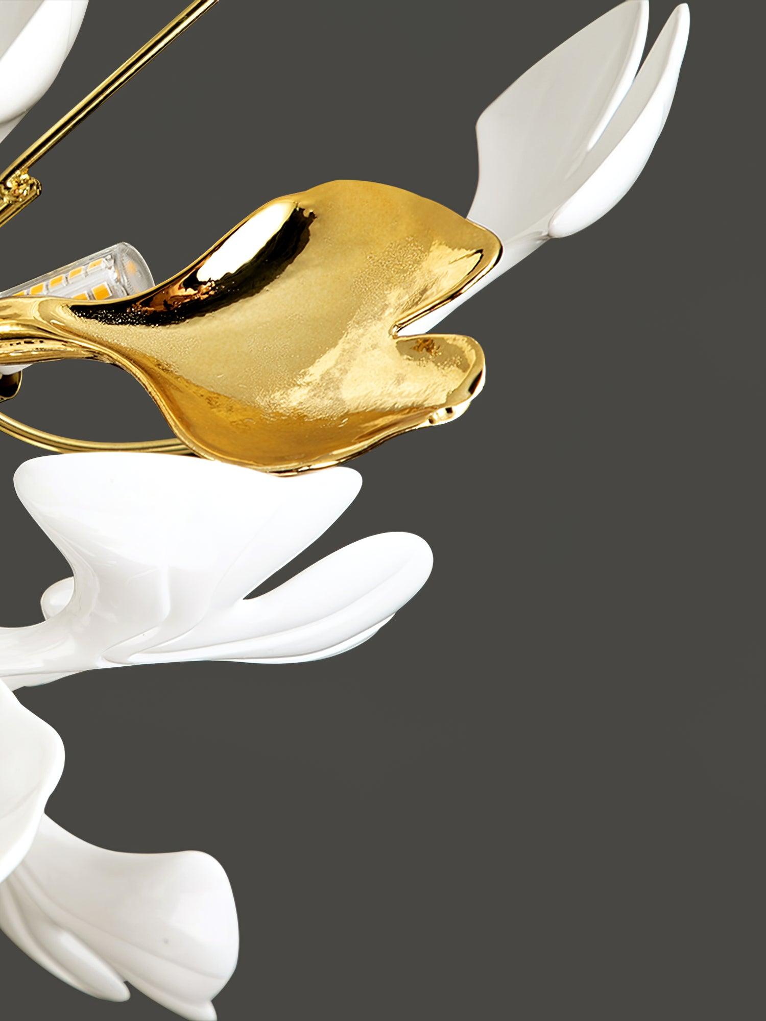 Solara Ceiling Lamp Gingko Leaves with Brass Branch-Neutral Decor