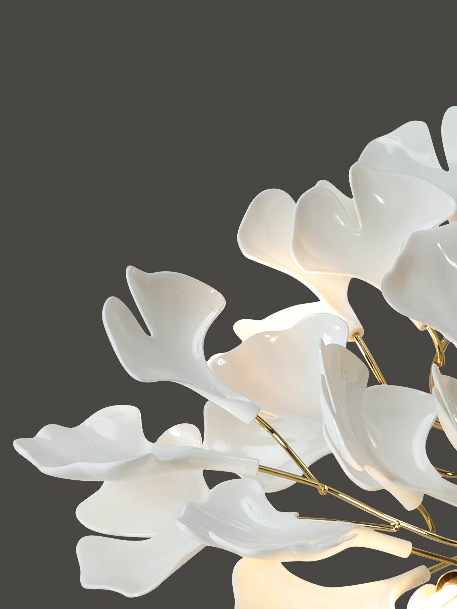 Solara Ceiling Lamp Gingko Leaves with Brass Branch-Neutral Decor