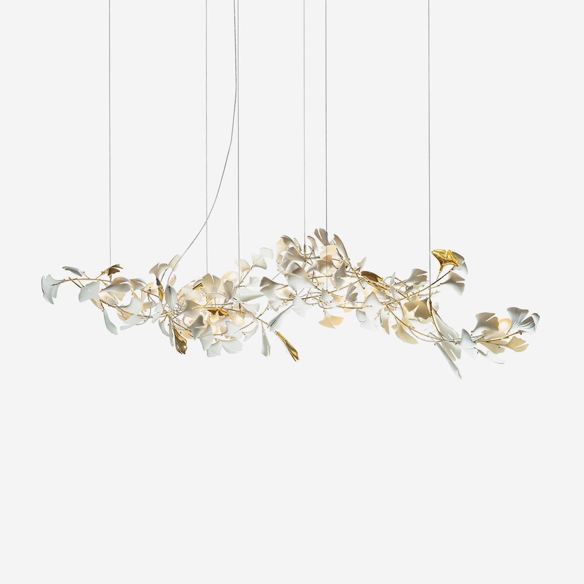 Calix Chandelier Frame Ceramic Gingko Leaf Shade White Gold Modern-Neutral Decor