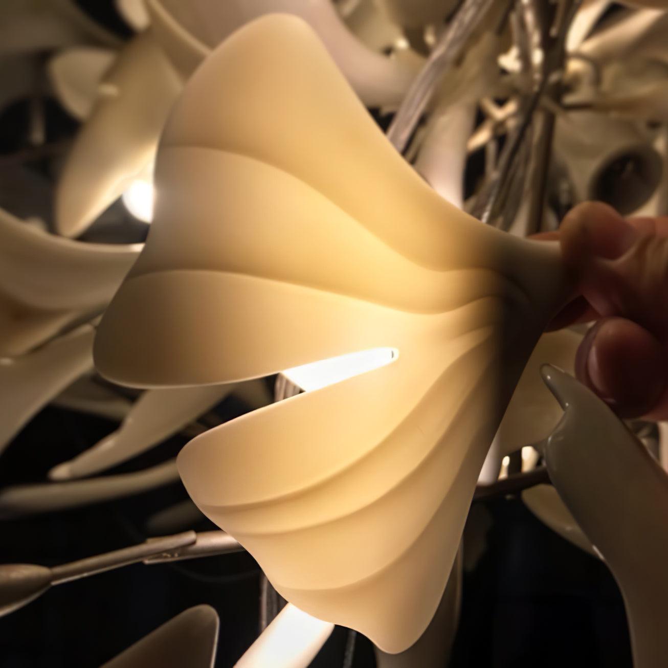 Calix Chandelier Frame Ceramic Gingko Leaf Shade White Gold Modern-Neutral Decor