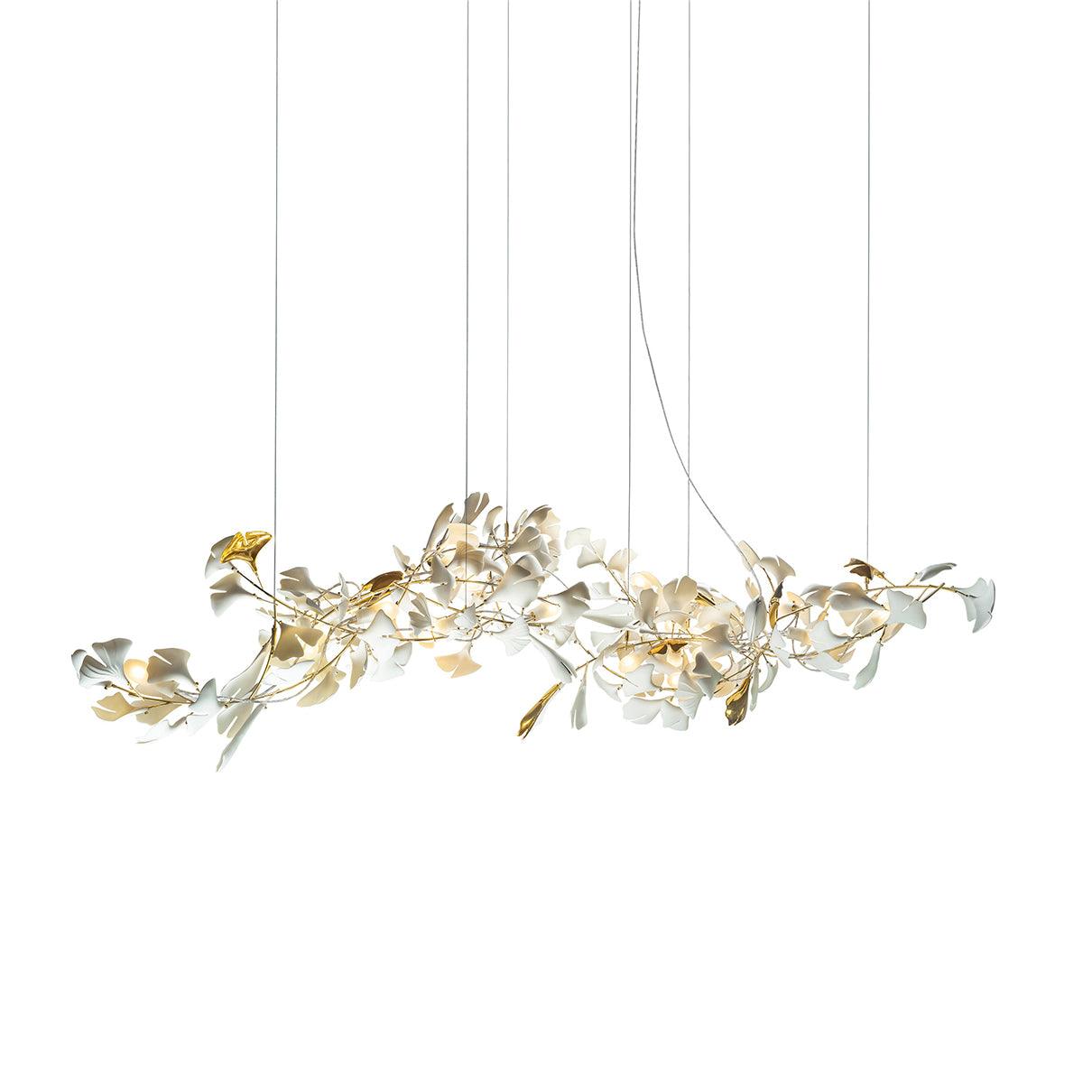 Calix Chandelier Frame Ceramic Gingko Leaf Shade White Gold Modern-Neutral Decor